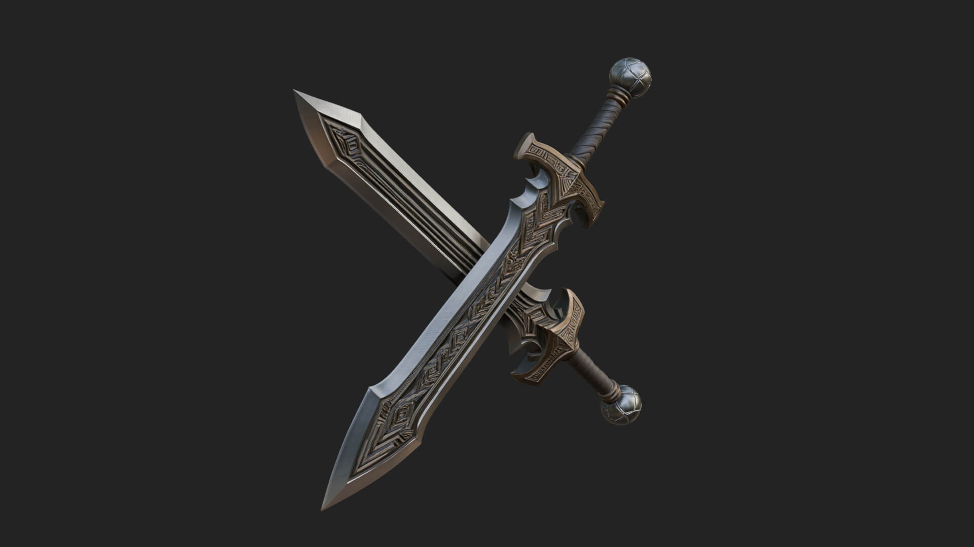 Winged Hilt Longsword Model Design 16 3D Print Model 3D Model