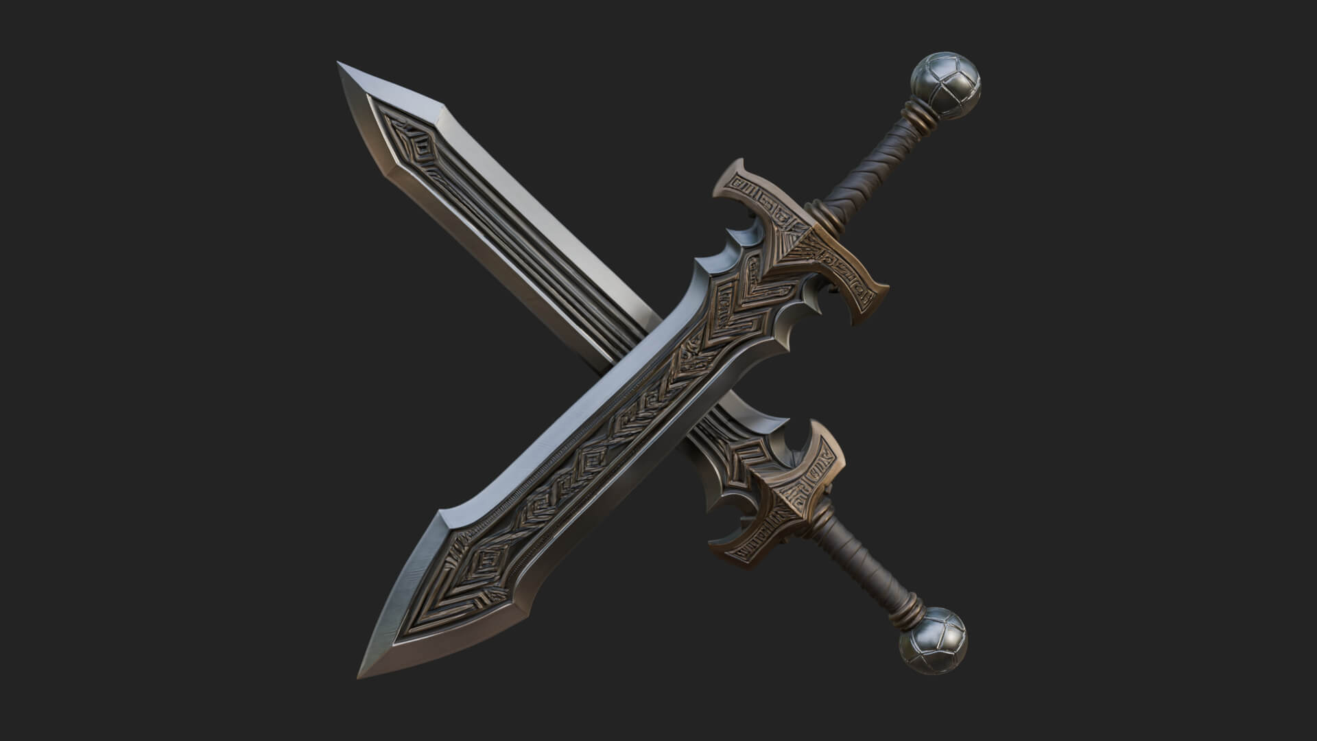 Winged Hilt Longsword Model Design 16 3D Print Model 3D Model