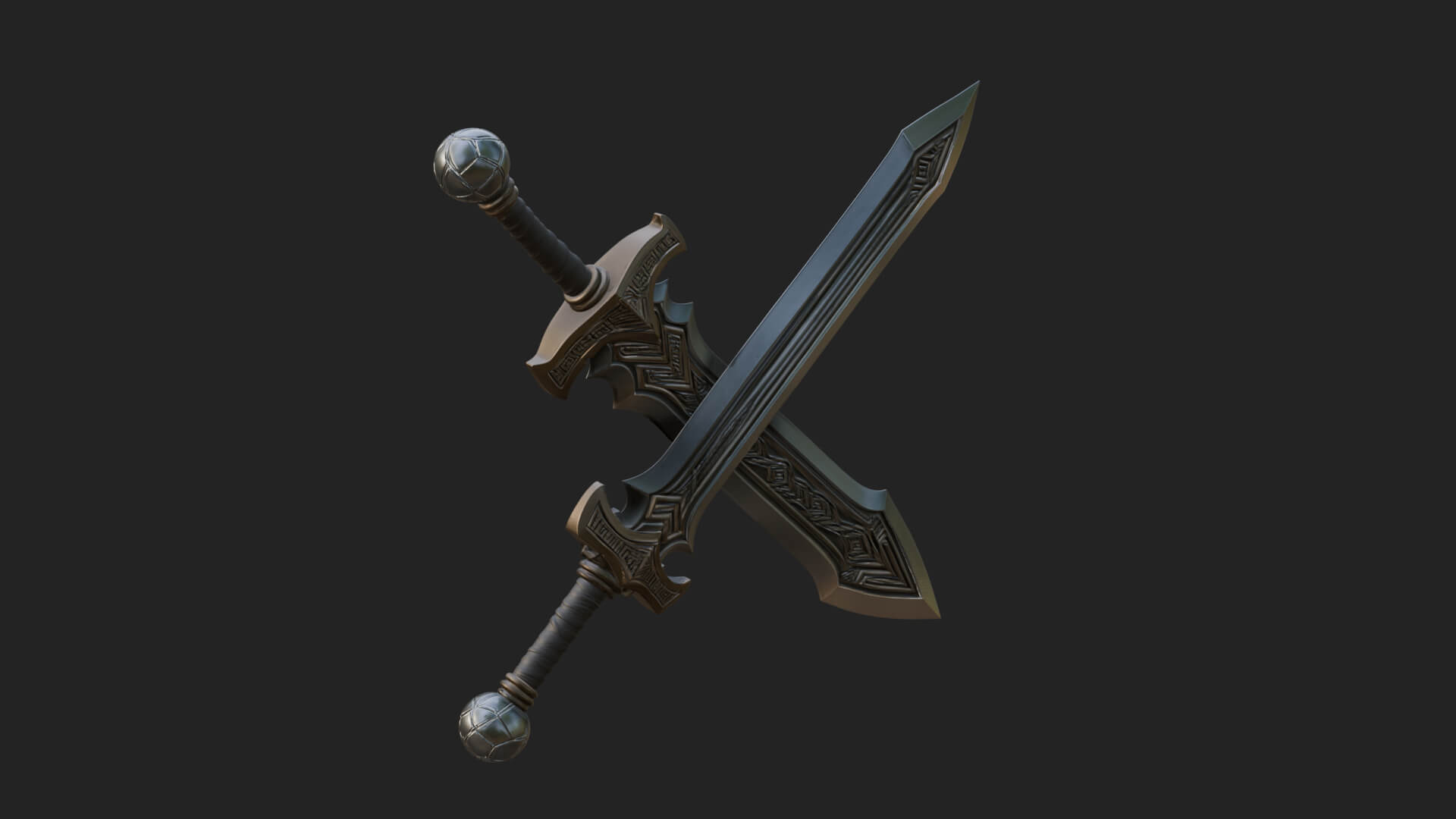 Winged Hilt Longsword Model Design 16 3D Print Model 3D Model