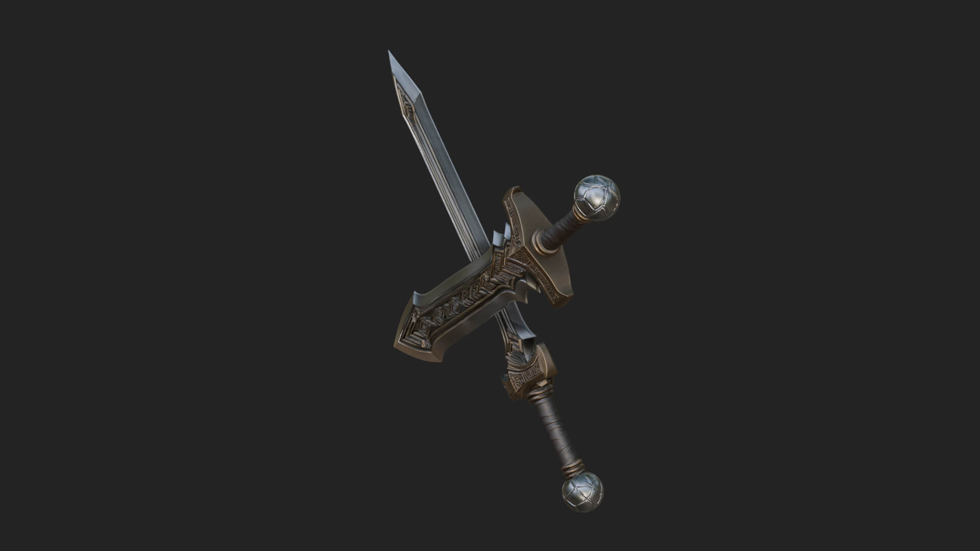 Winged Hilt Longsword Model Design 16 3D Print Model 3D Model