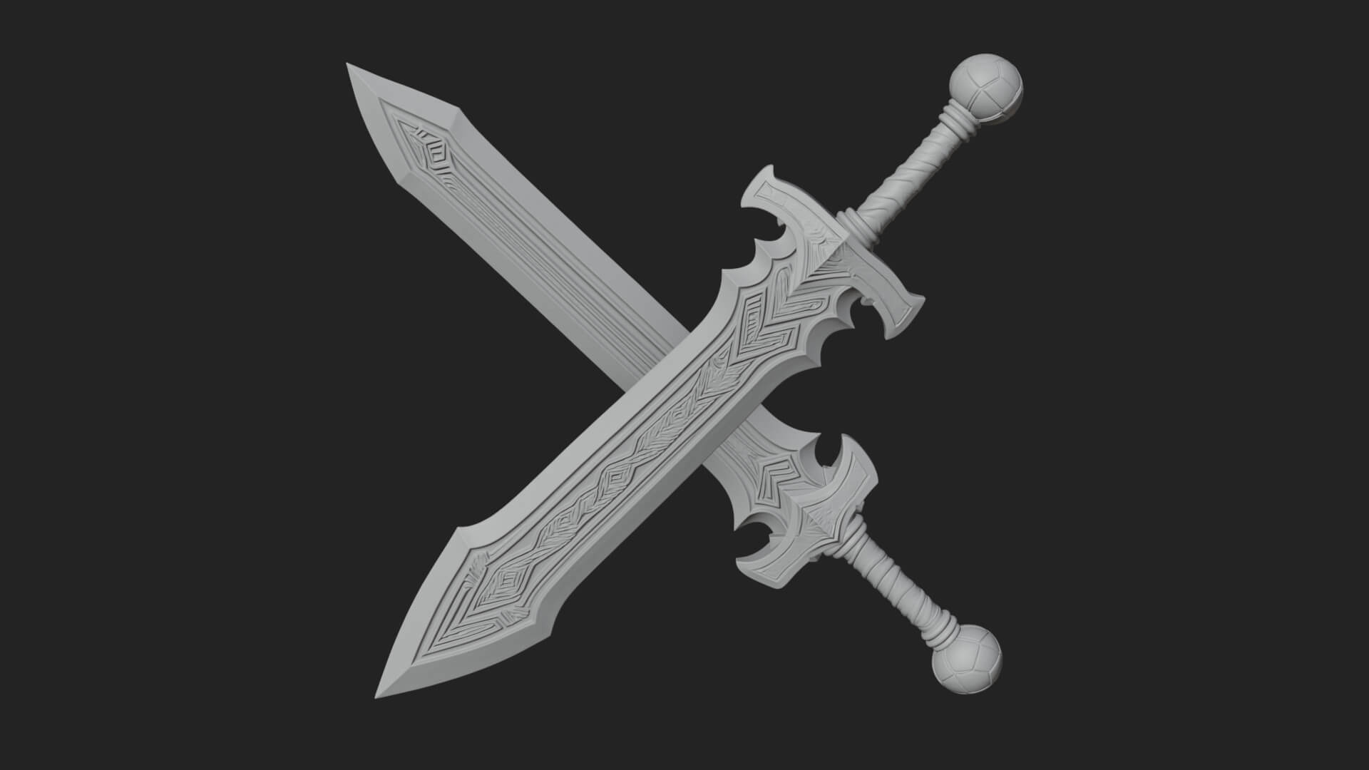 Winged Hilt Longsword Model Design 16 3D Print Model 3D Model