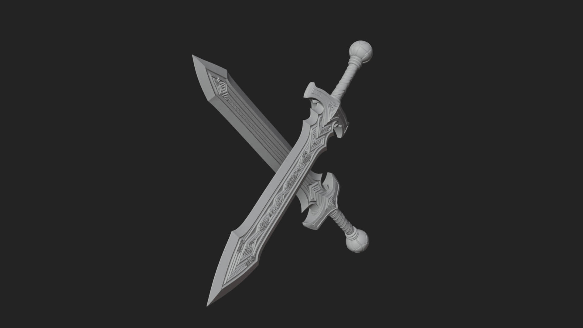 Winged Hilt Longsword Model Design 16 3D Print Model 3D Model