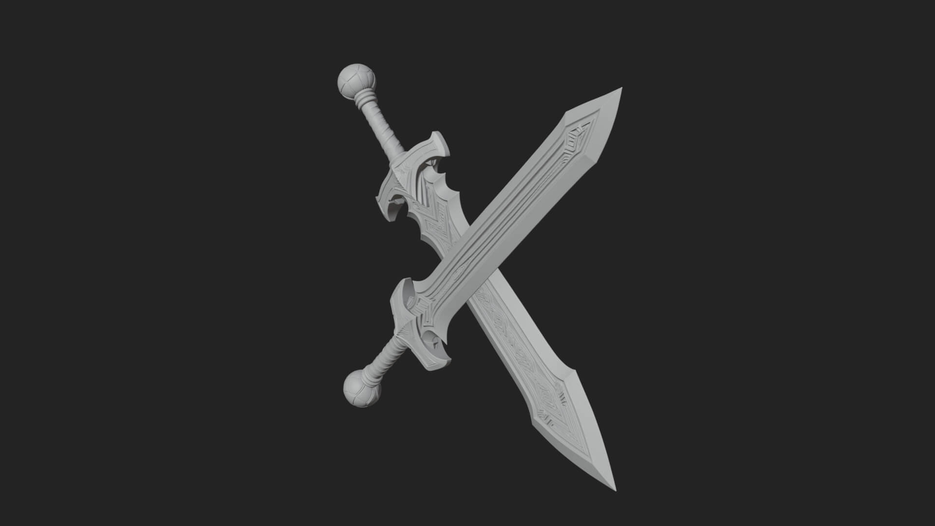Winged Hilt Longsword Model Design 16 3D Print Model 3D Model