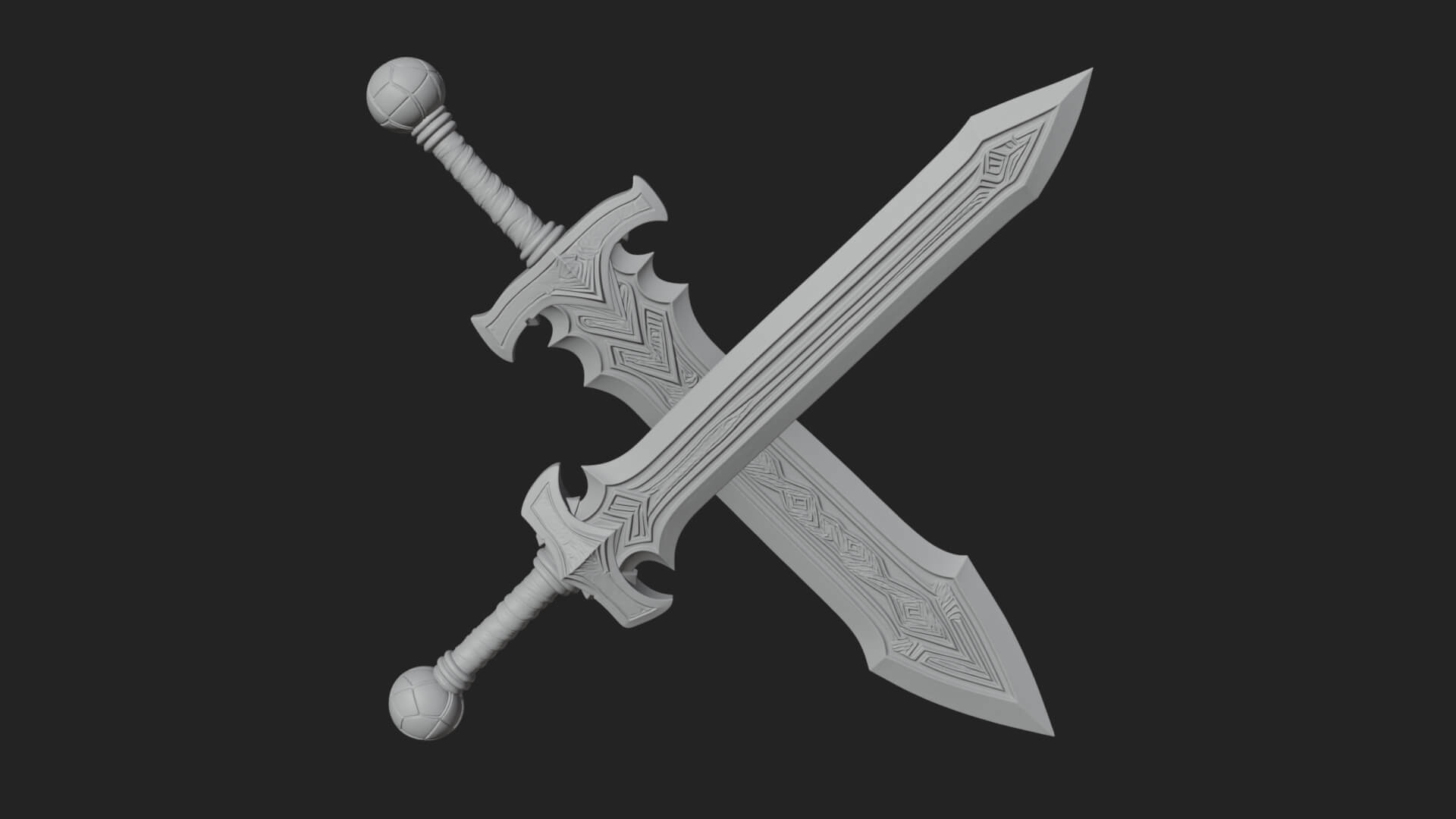 Winged Hilt Longsword Model Design 16 3D Print Model 3D Model