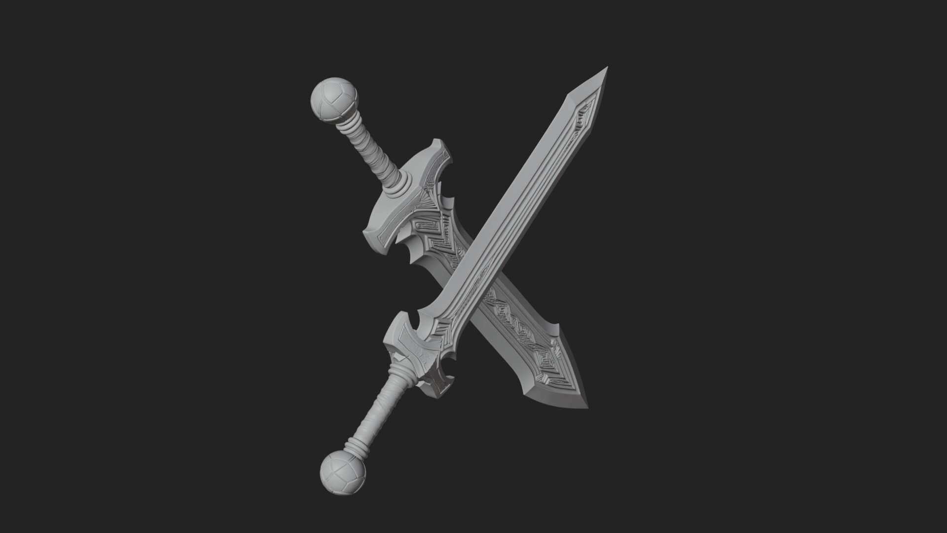Winged Hilt Longsword Model Design 16 3D Print Model 3D Model