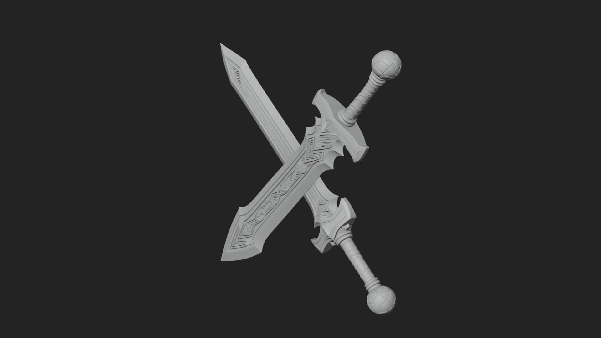 Winged Hilt Longsword Model Design 16 3D Print Model 3D Model