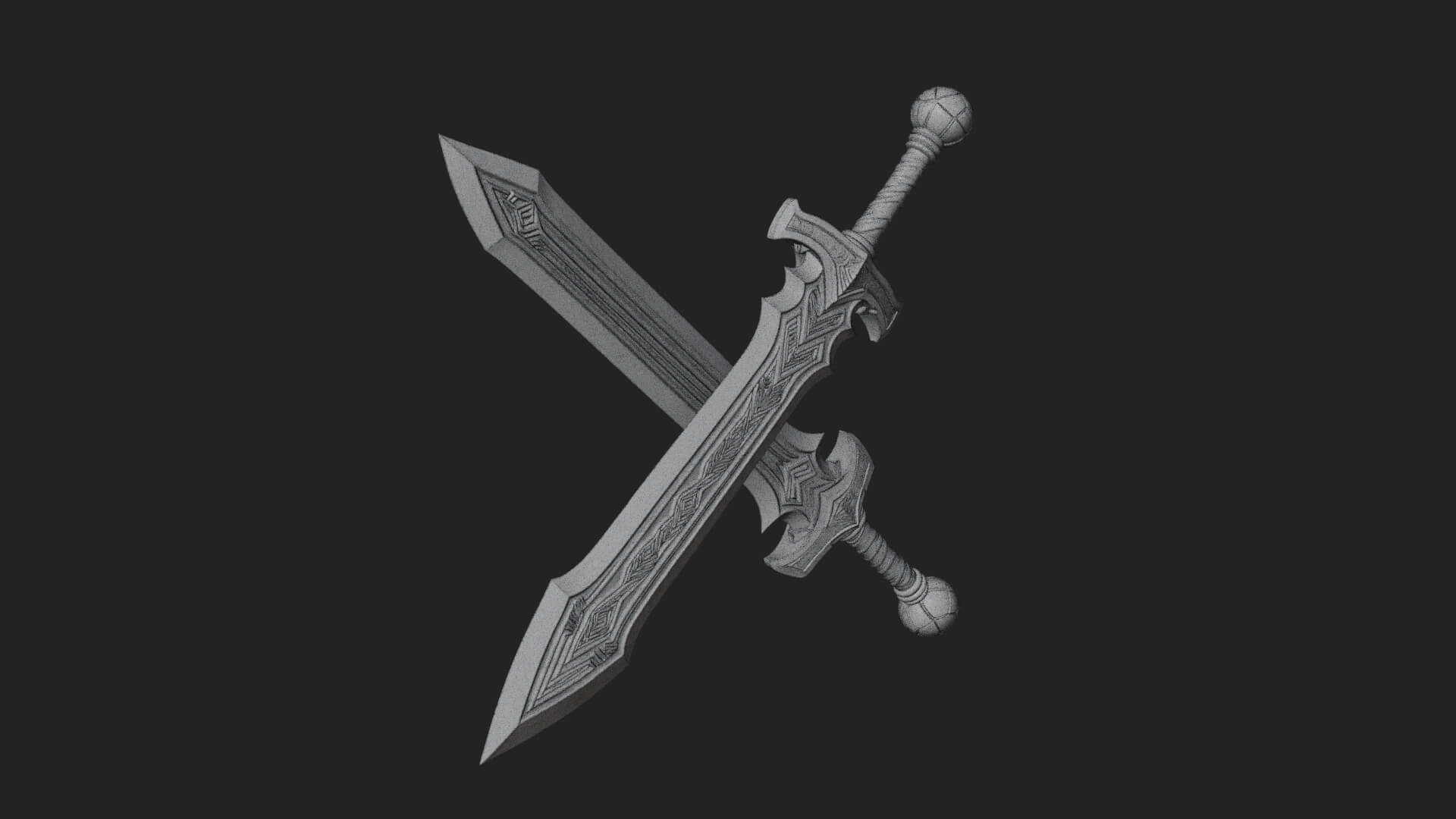 Winged Hilt Longsword Model Design 16 3D Print Model 3D Model