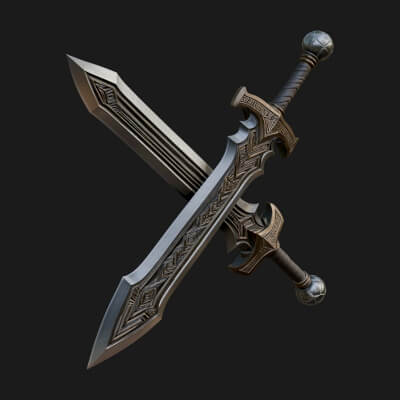 Winged Hilt Longsword Model Design 16 3D Print Model