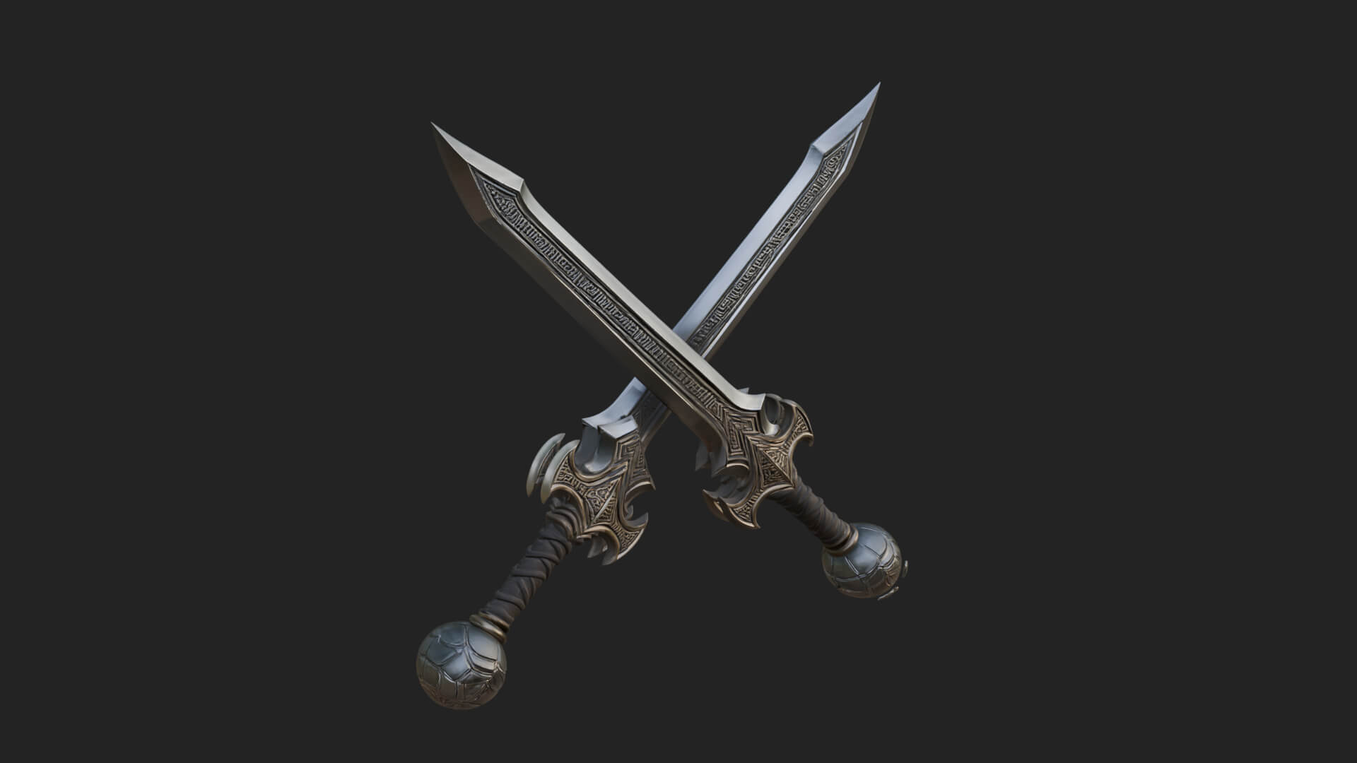 Winged Hilt Longsword Model Design 17 3D Print Model 3D Model
