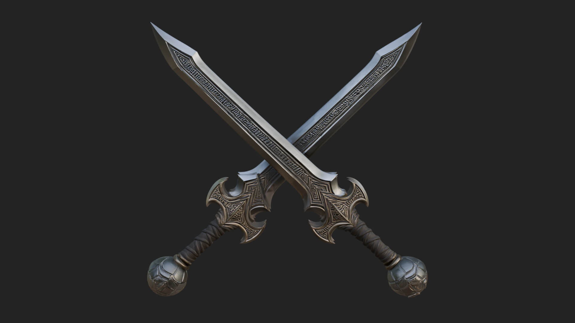 Winged Hilt Longsword Model Design 17 3D Print Model 3D Model