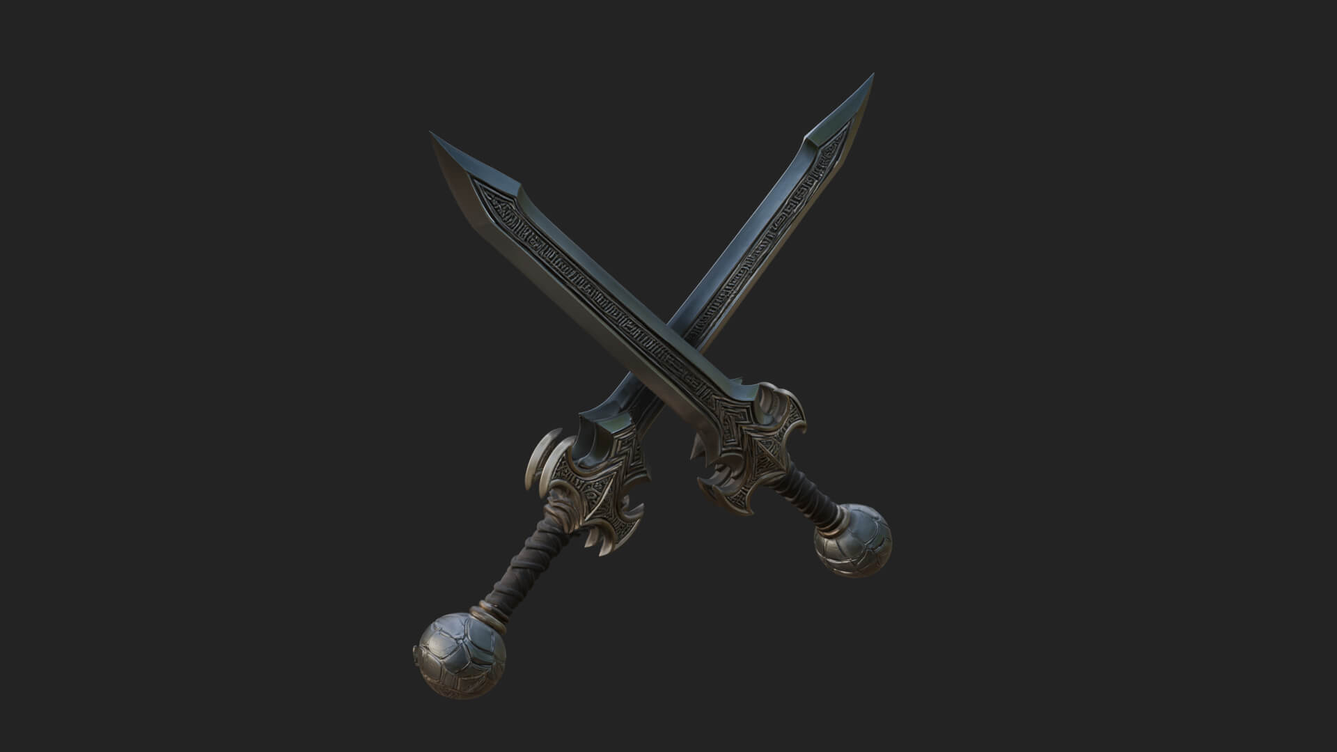 Winged Hilt Longsword Model Design 17 3D Print Model 3D Model