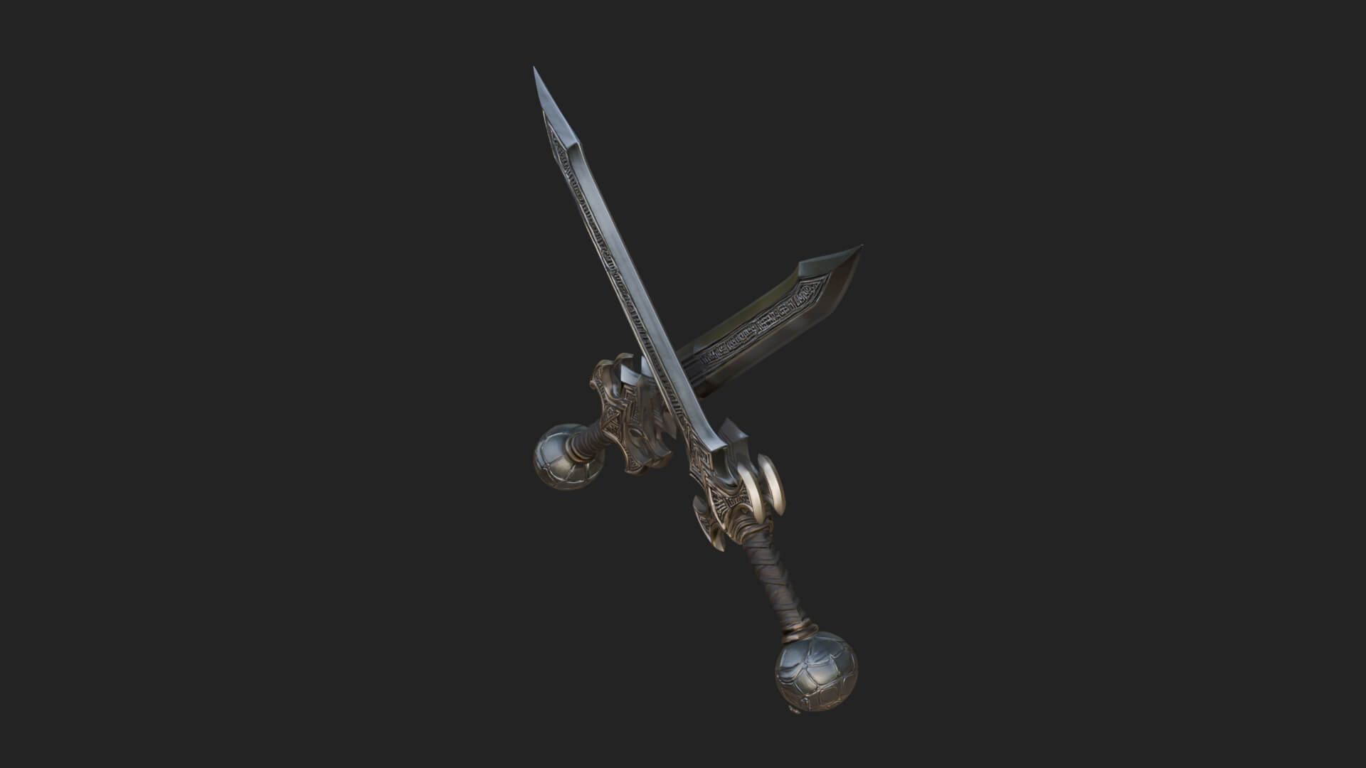 Winged Hilt Longsword Model Design 17 3D Print Model 3D Model