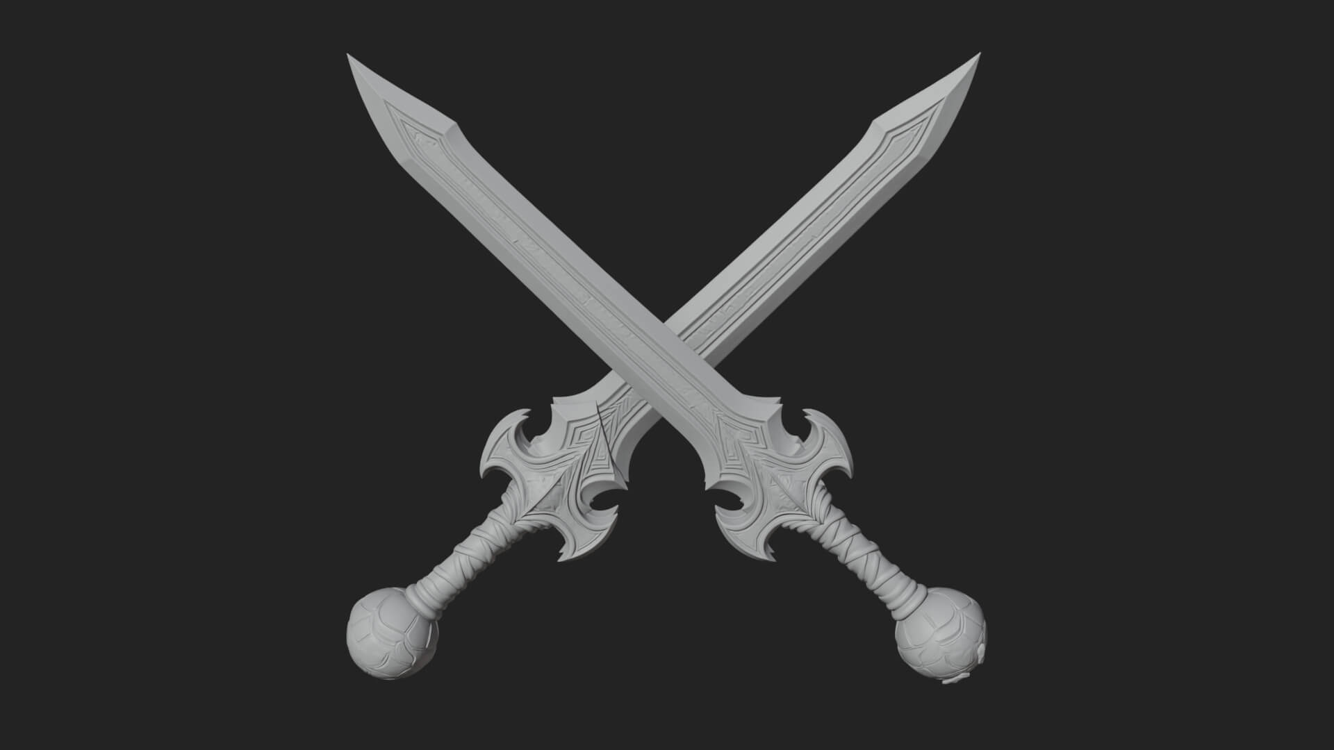 Winged Hilt Longsword Model Design 17 3D Print Model 3D Model