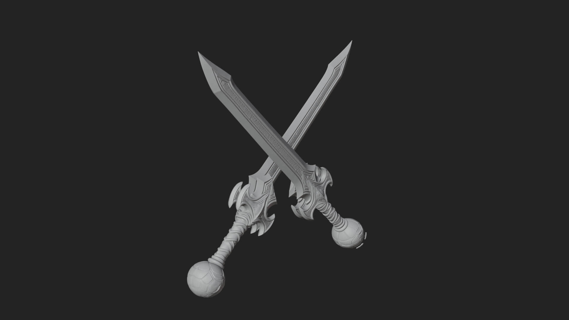 Winged Hilt Longsword Model Design 17 3D Print Model 3D Model