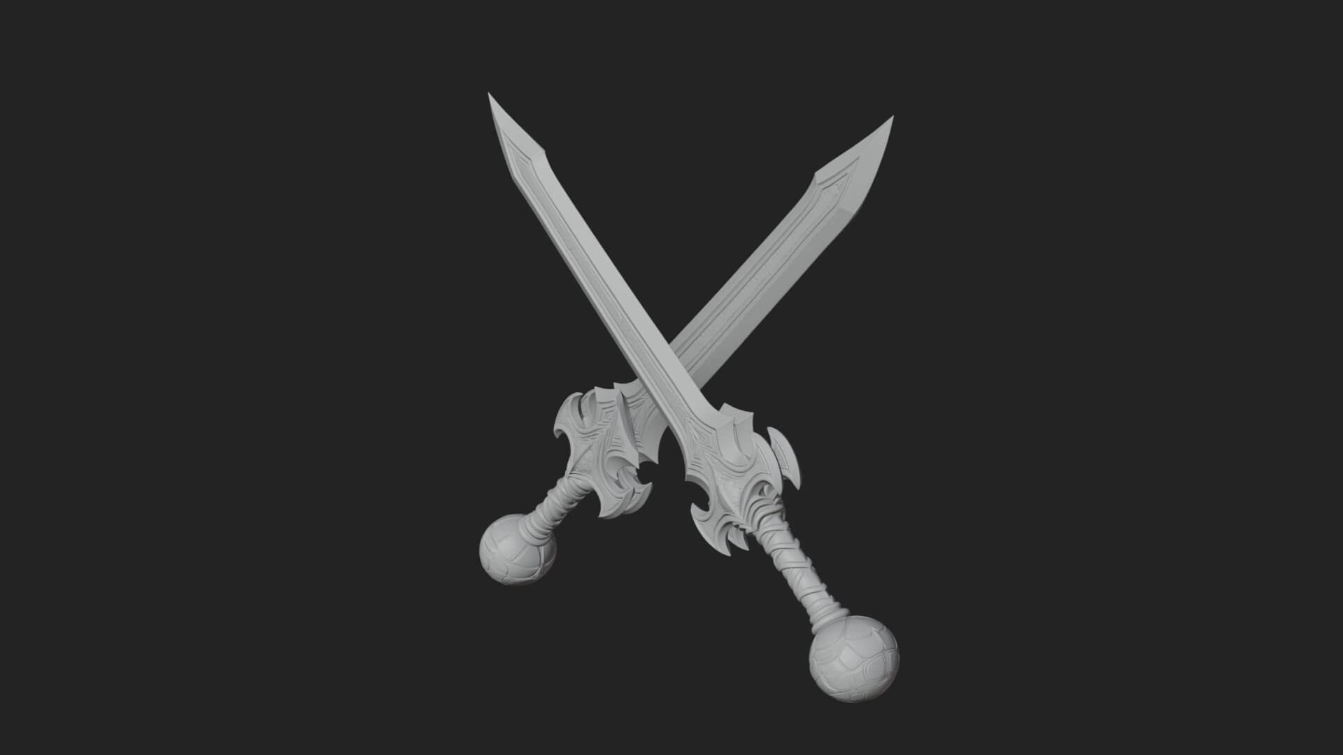 Winged Hilt Longsword Model Design 17 3D Print Model 3D Model