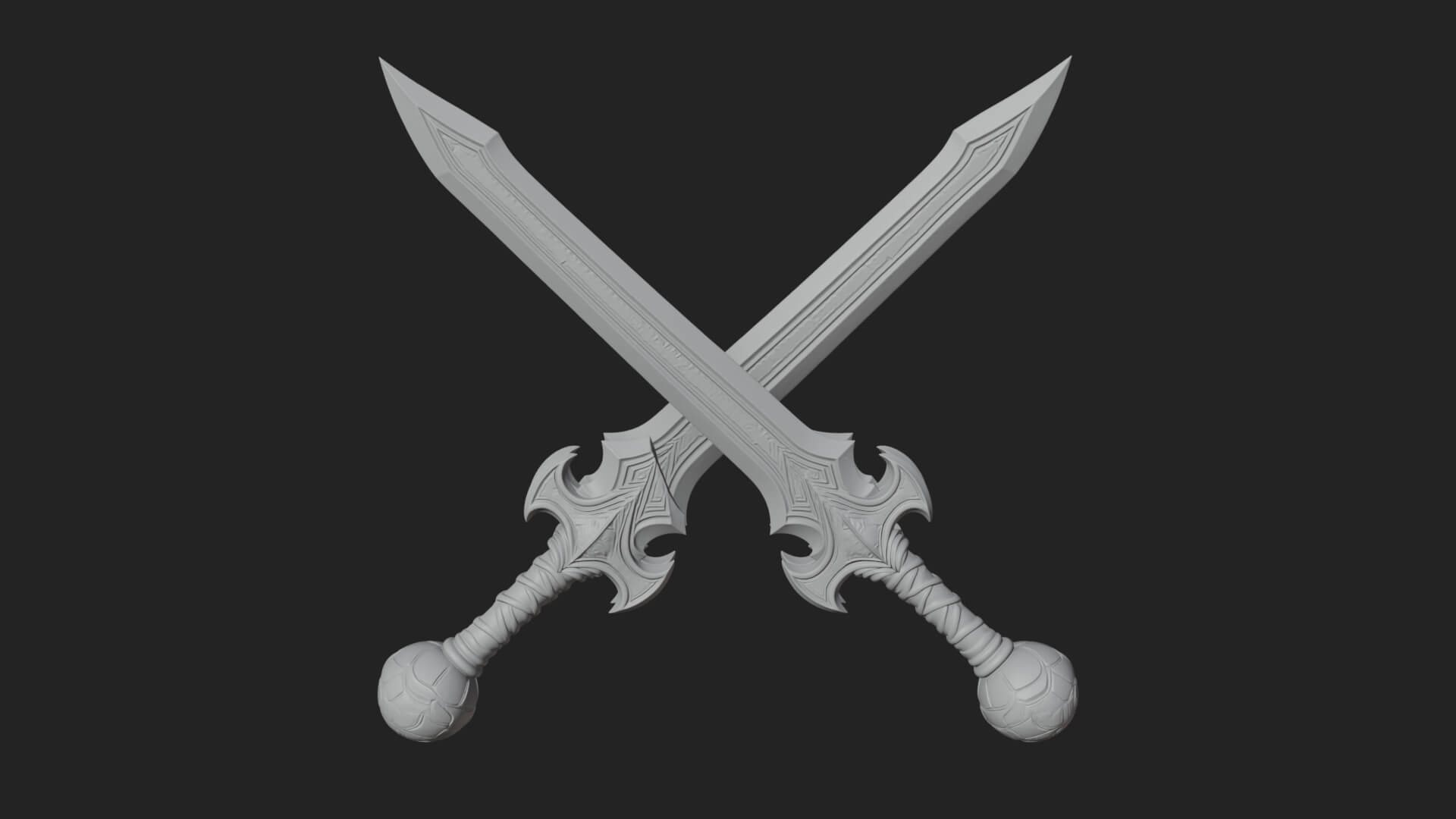 Winged Hilt Longsword Model Design 17 3D Print Model 3D Model