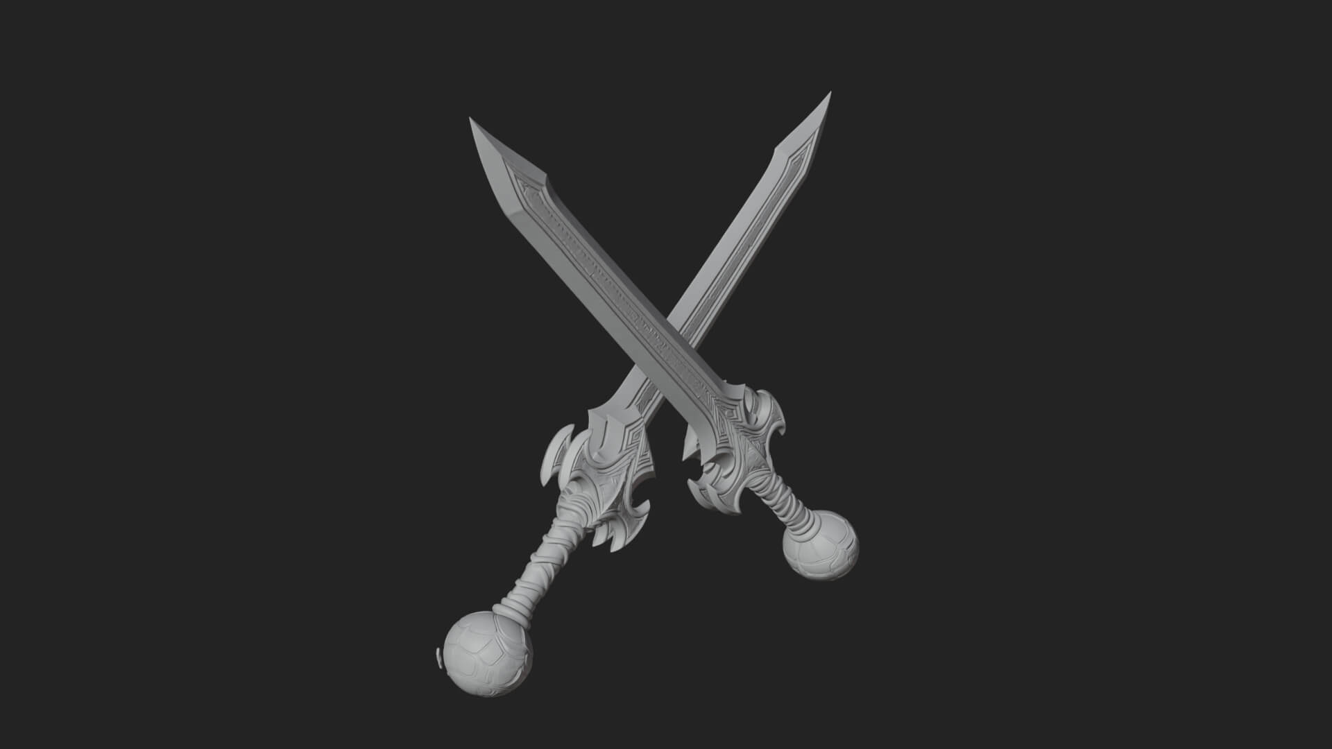 Winged Hilt Longsword Model Design 17 3D Print Model 3D Model