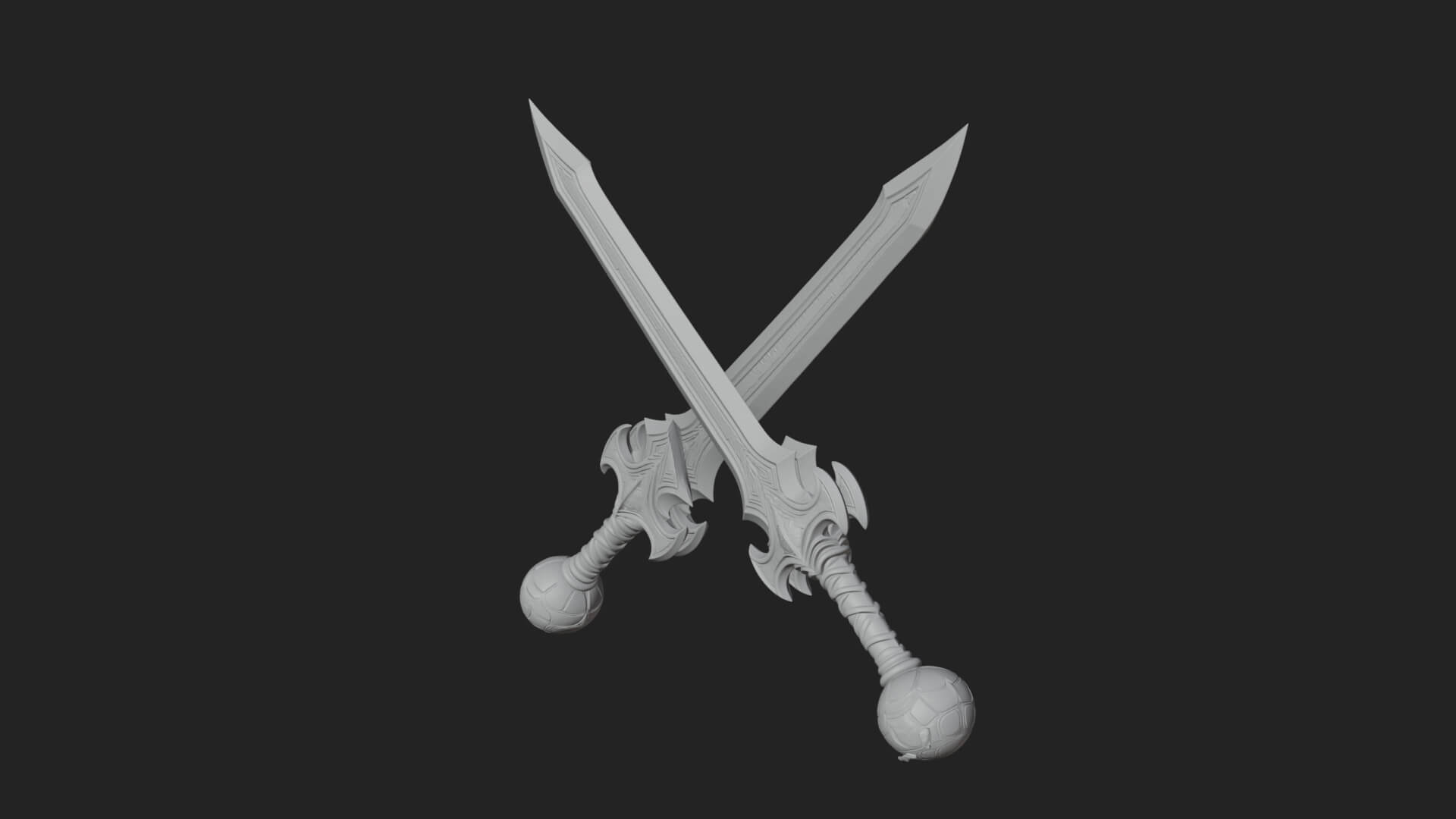Winged Hilt Longsword Model Design 17 3D Print Model 3D Model