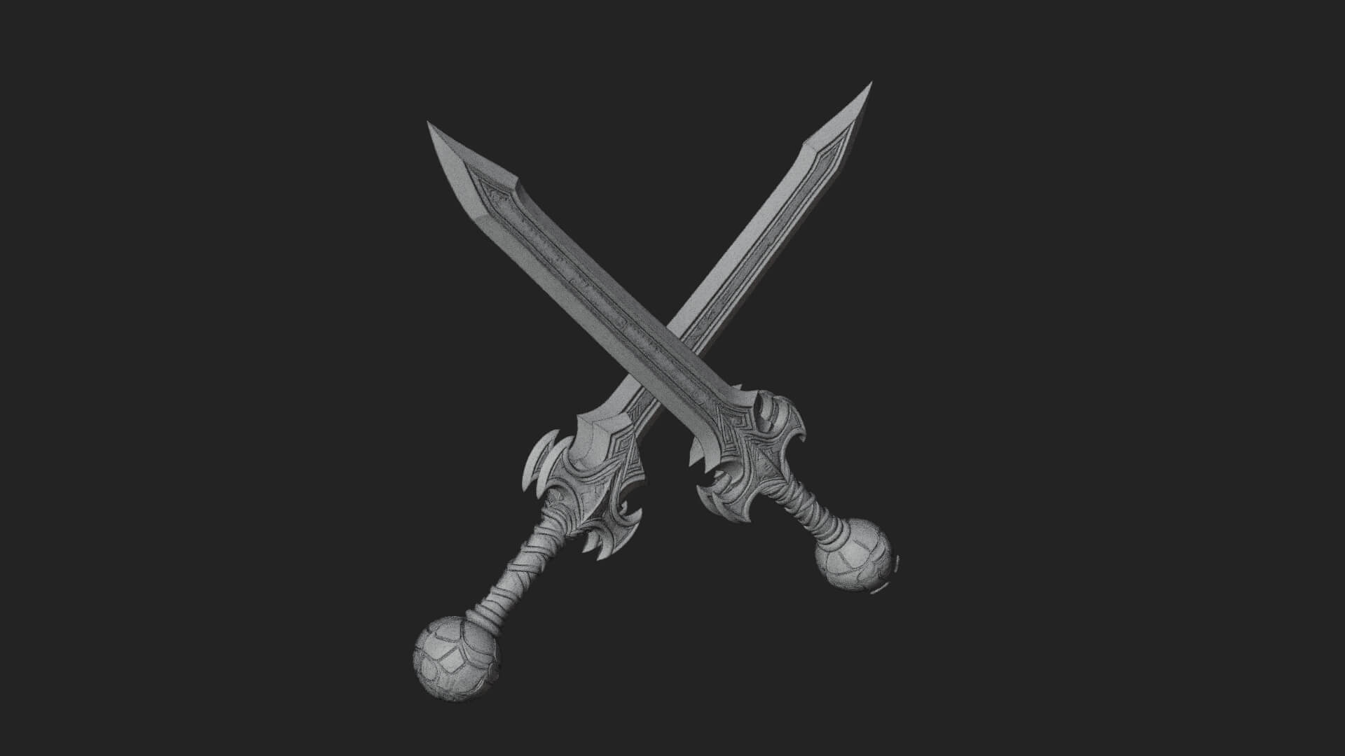 Winged Hilt Longsword Model Design 17 3D Print Model 3D Model