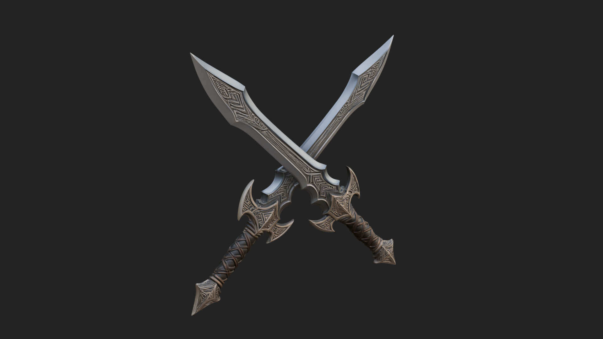 Winged Hilt Longsword Model Design 2 3D Print Model 3D Model