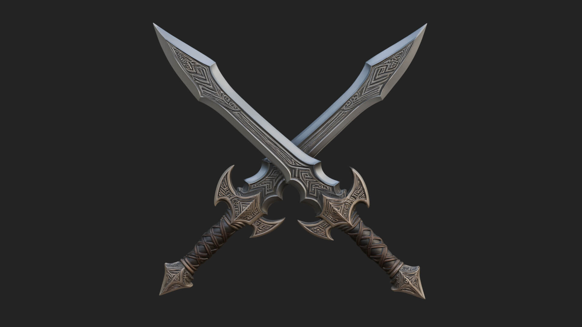 Winged Hilt Longsword Model Design 2 3D Print Model 3D Model