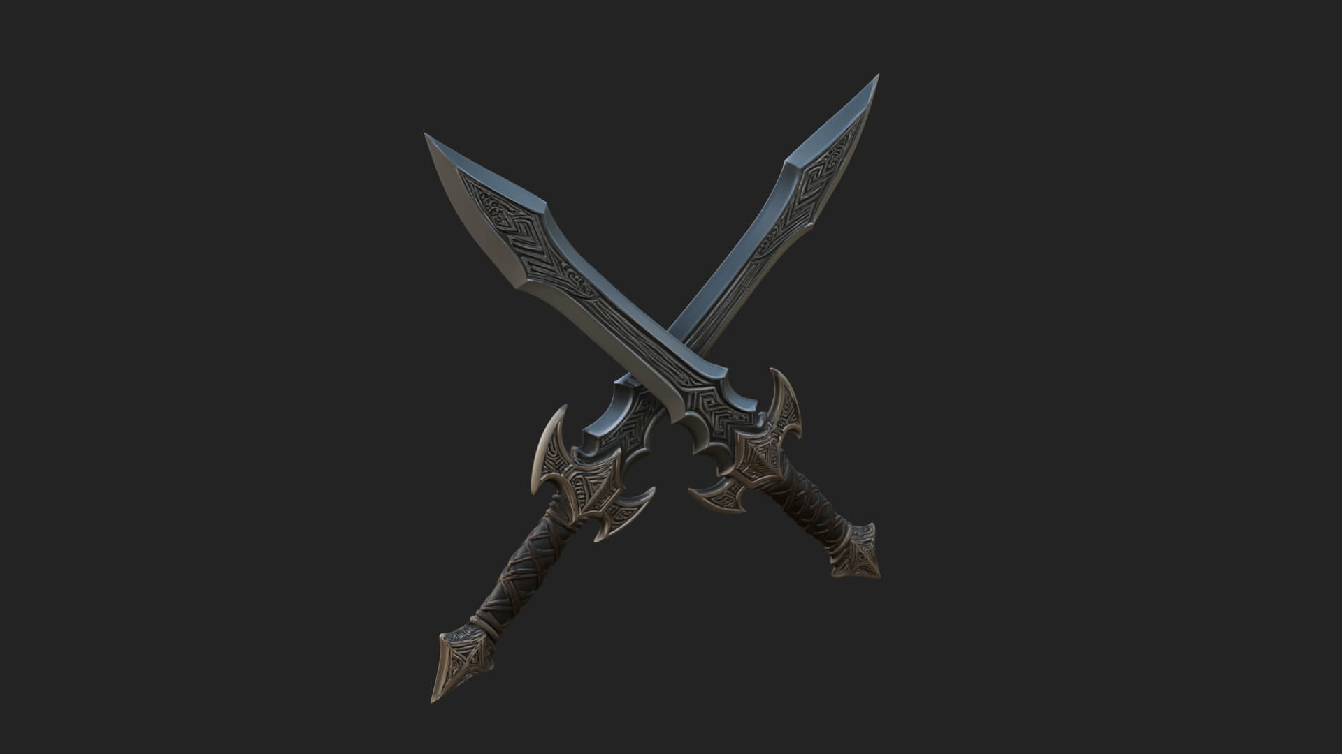 Winged Hilt Longsword Model Design 2 3D Print Model 3D Model