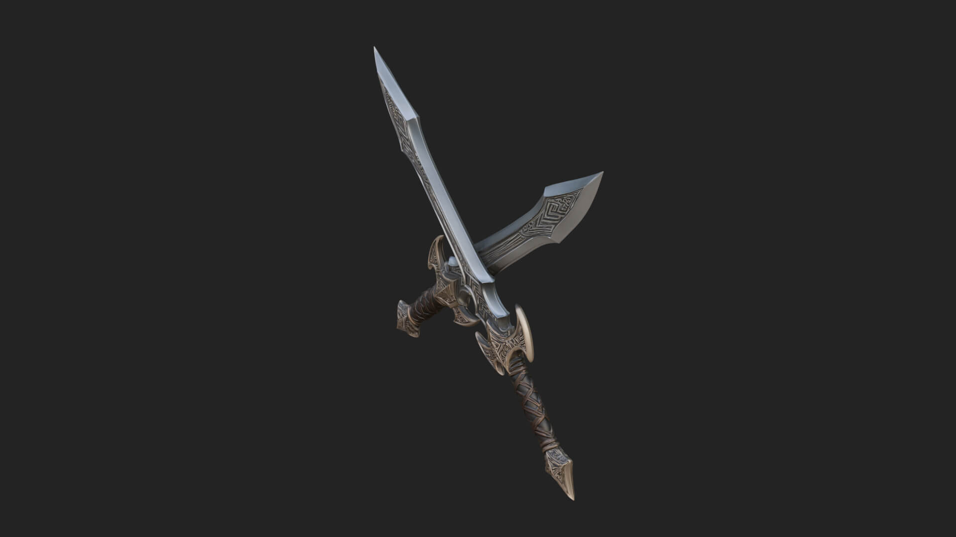 Winged Hilt Longsword Model Design 2 3D Print Model 3D Model