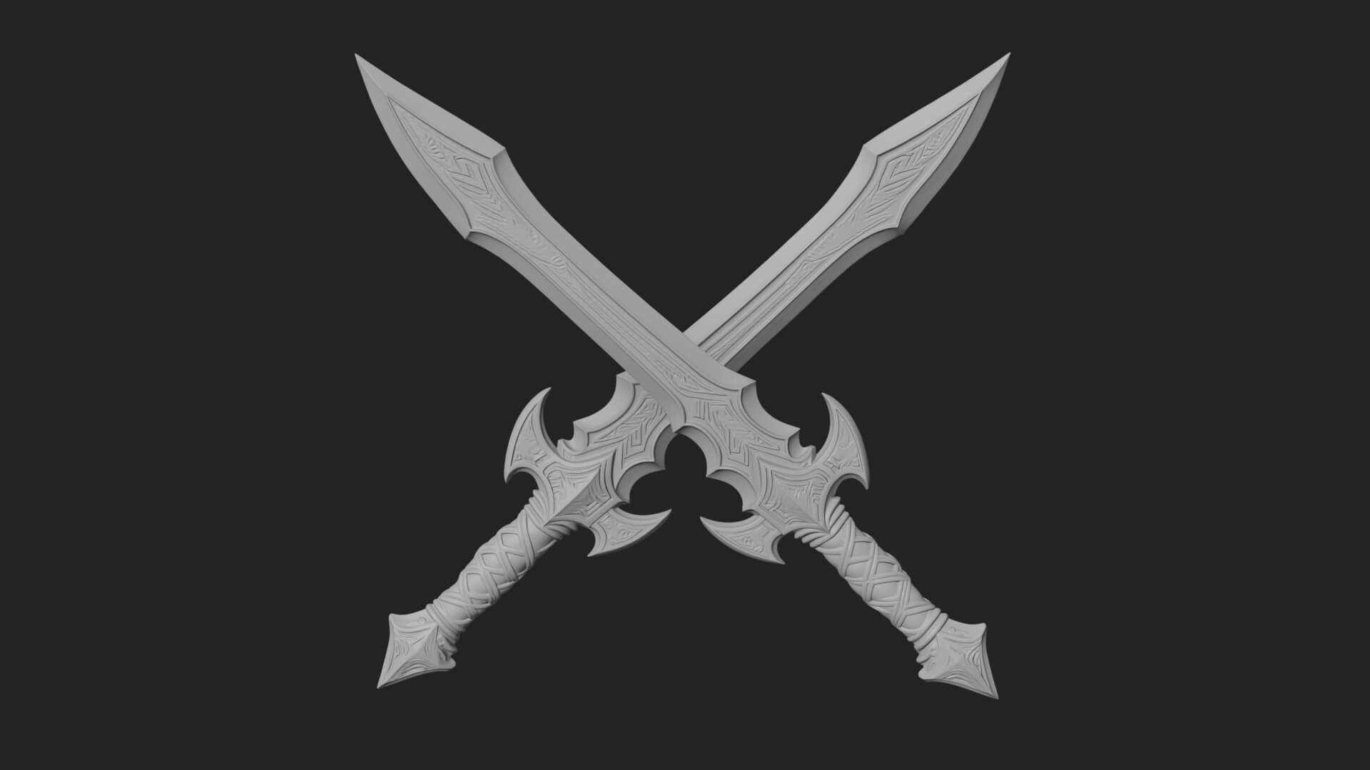 Winged Hilt Longsword Model Design 2 3D Print Model 3D Model