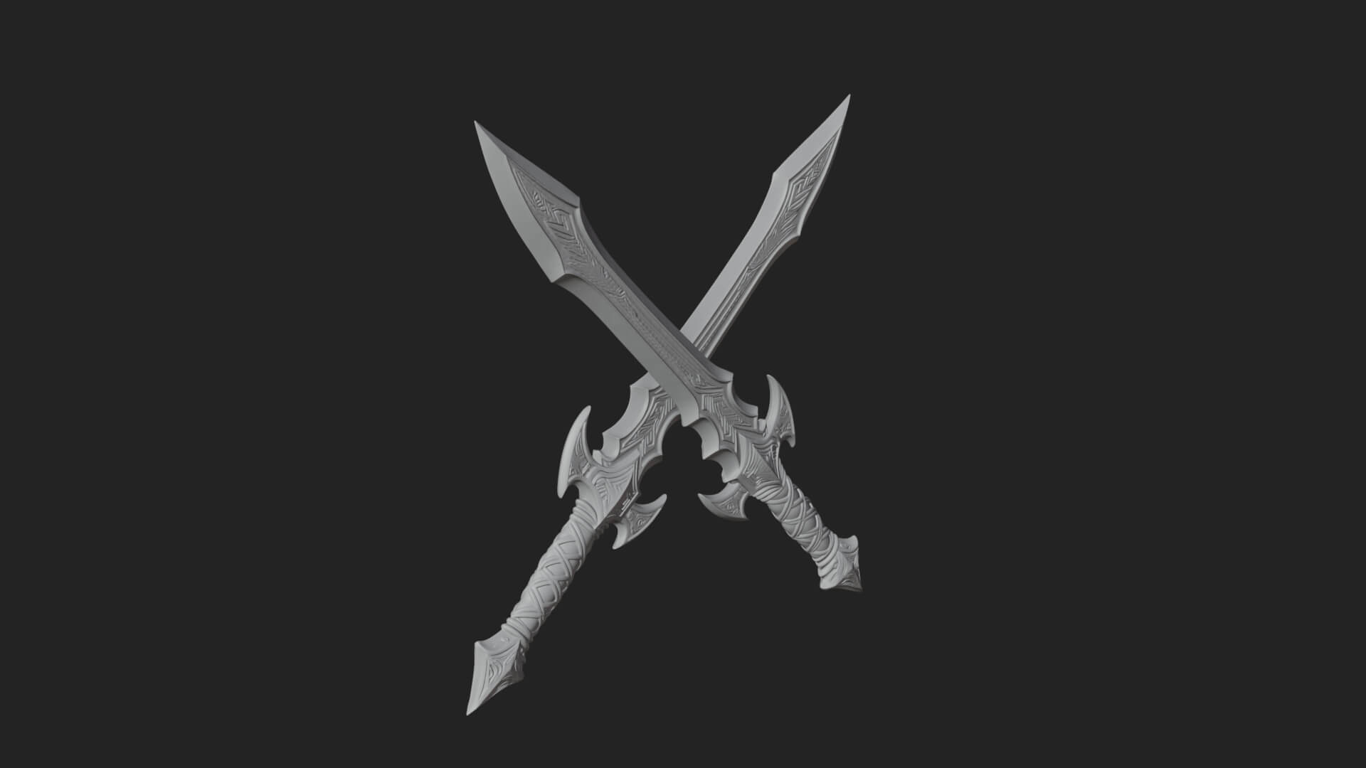Winged Hilt Longsword Model Design 2 3D Print Model 3D Model
