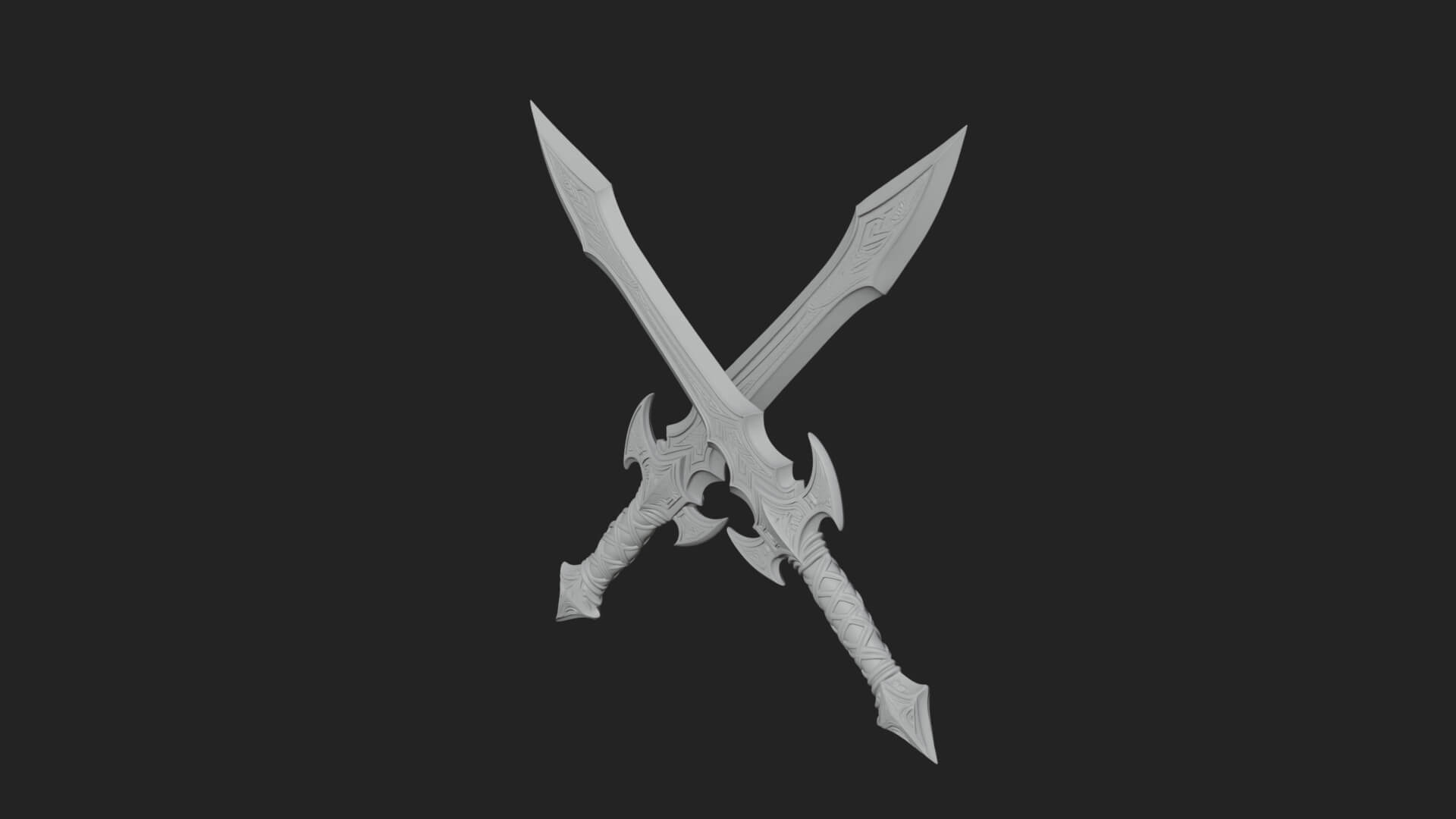 Winged Hilt Longsword Model Design 2 3D Print Model 3D Model