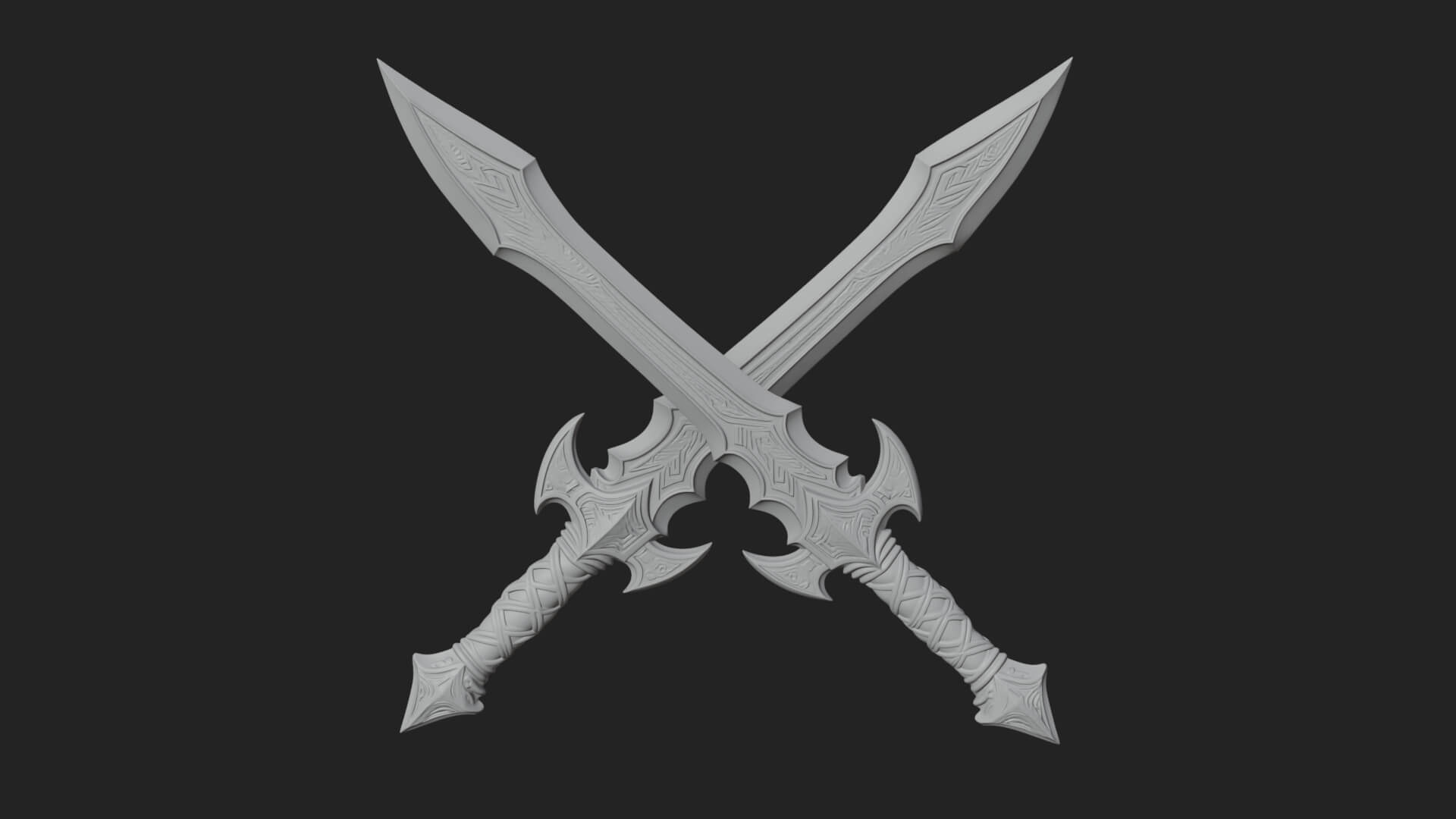 Winged Hilt Longsword Model Design 2 3D Print Model 3D Model