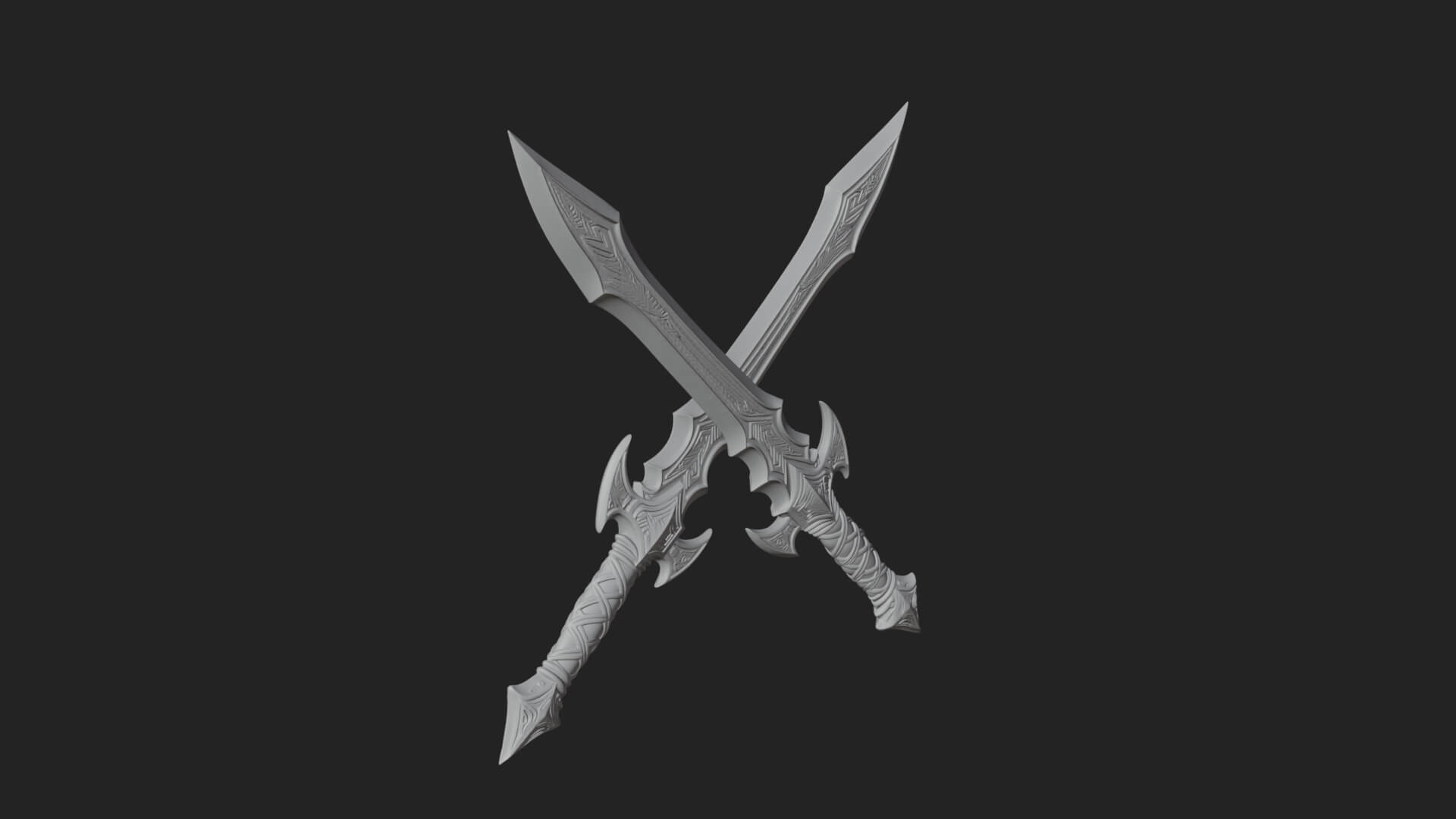 Winged Hilt Longsword Model Design 2 3D Print Model 3D Model