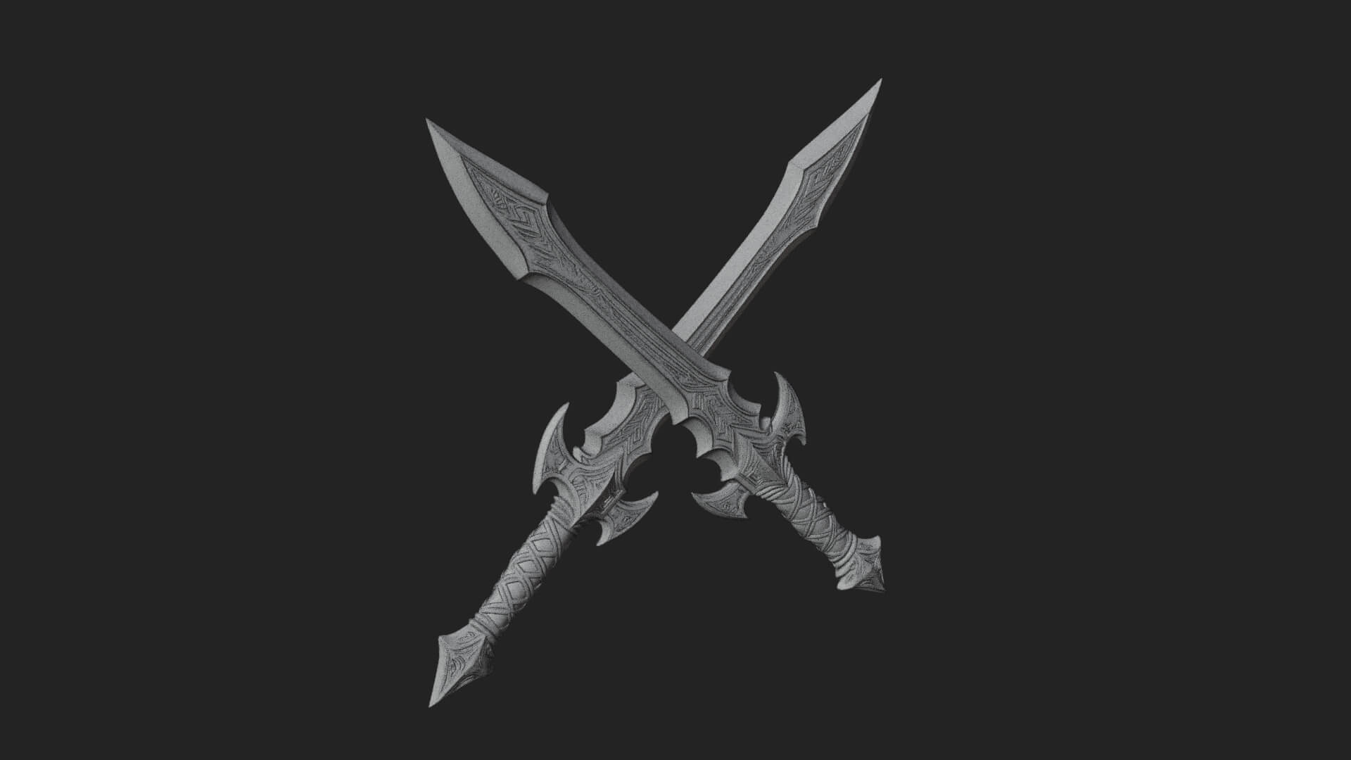 Winged Hilt Longsword Model Design 2 3D Print Model 3D Model