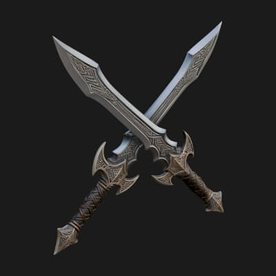 Winged Hilt Longsword Model Design 2 3D Print Model
