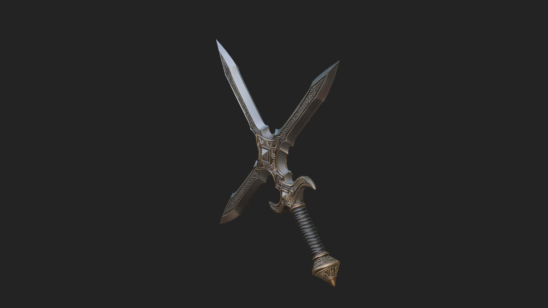 Winged Hilt Longsword Model Design 4 3D Print Model 3D Model