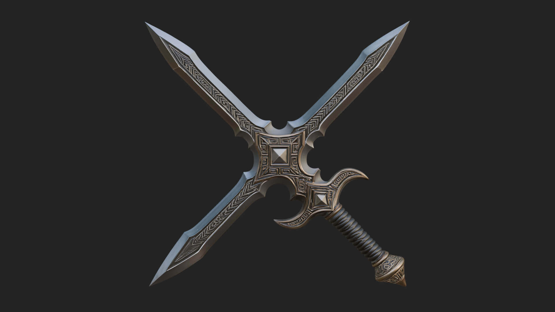 Winged Hilt Longsword Model Design 4 3D Print Model 3D Model