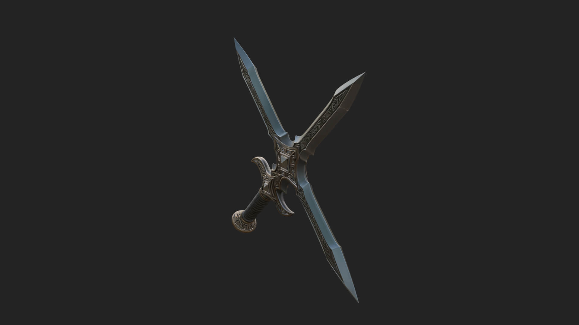 Winged Hilt Longsword Model Design 4 3D Print Model 3D Model