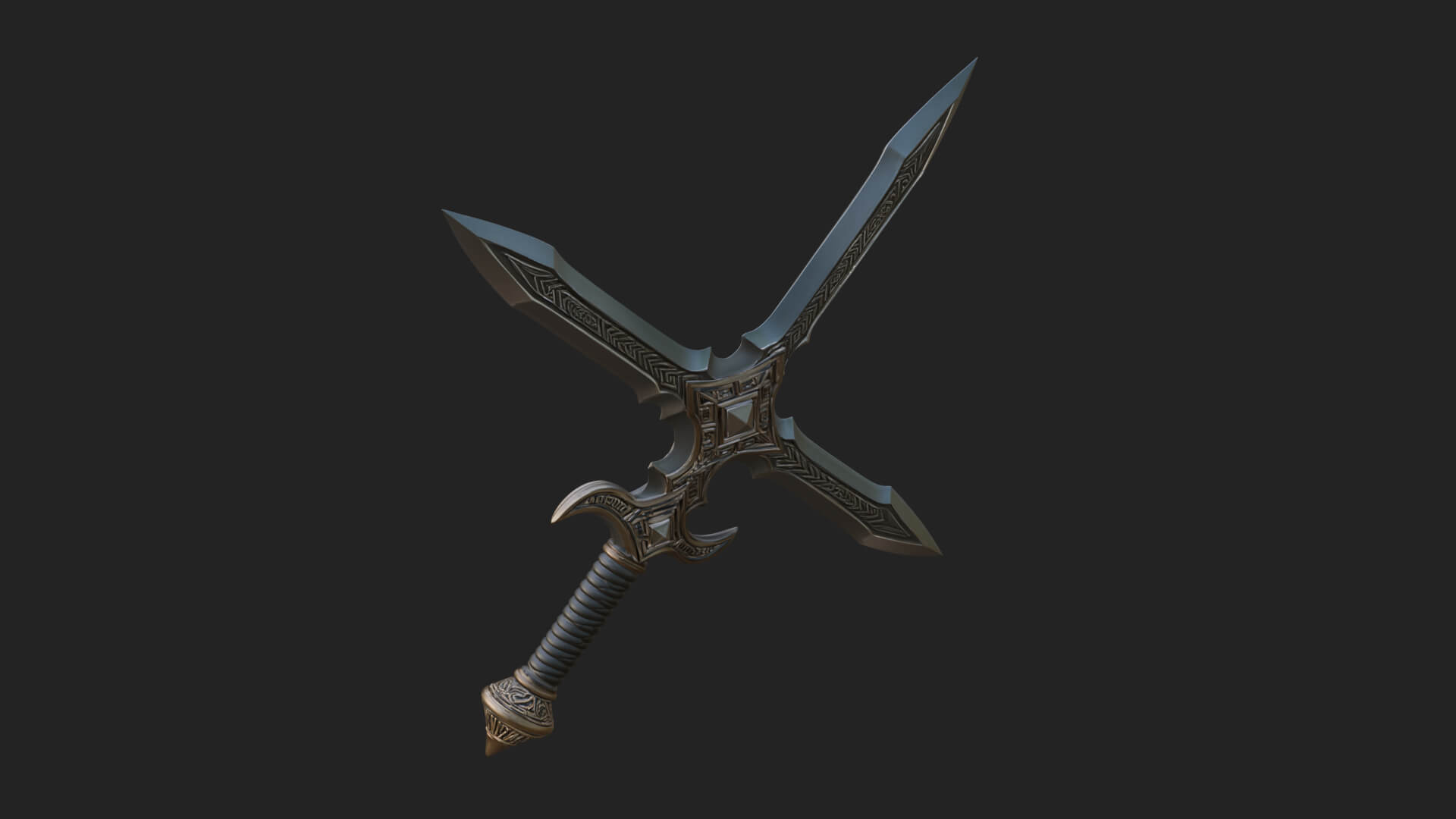 Winged Hilt Longsword Model Design 4 3D Print Model 3D Model