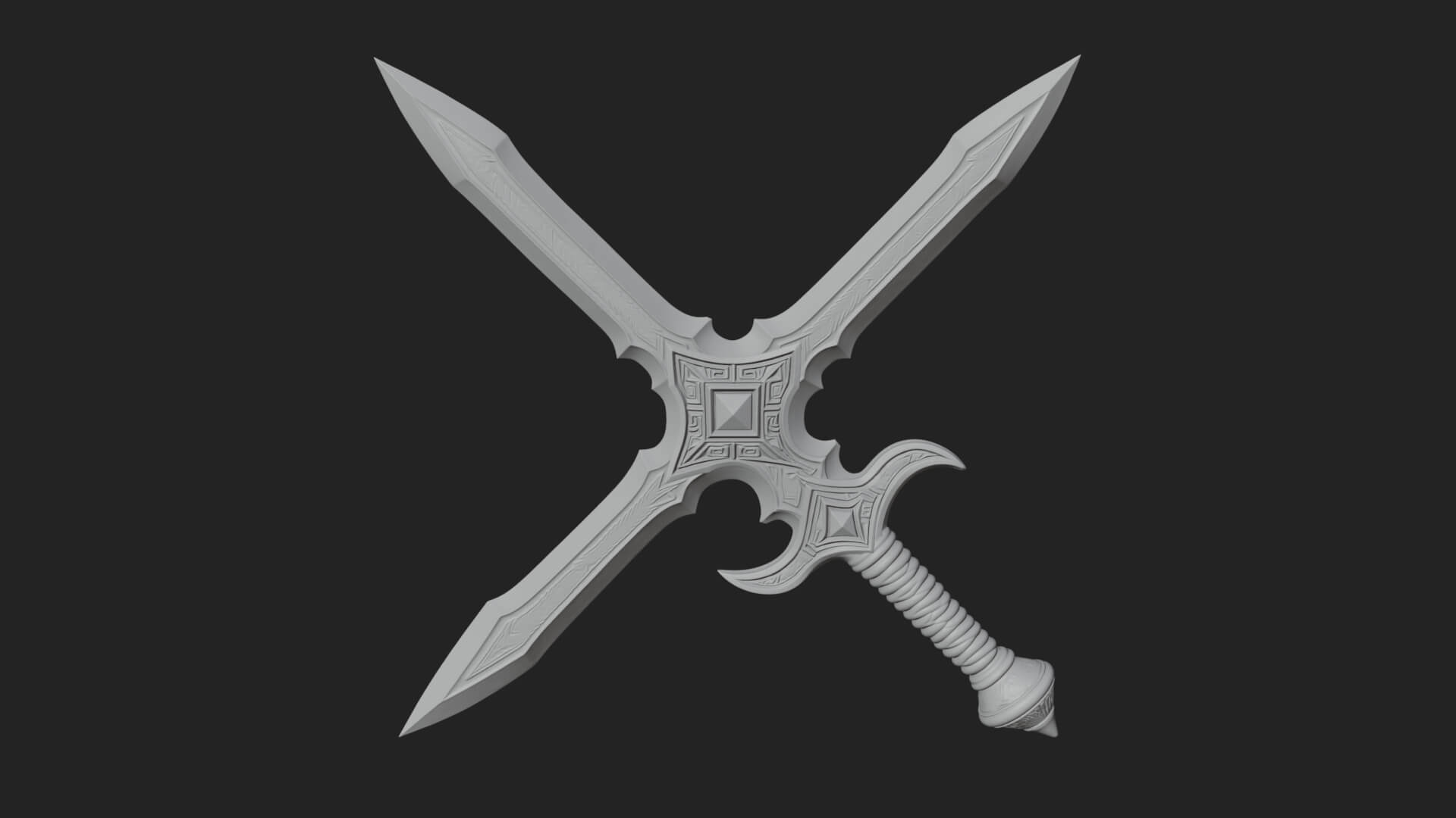 Winged Hilt Longsword Model Design 4 3D Print Model 3D Model