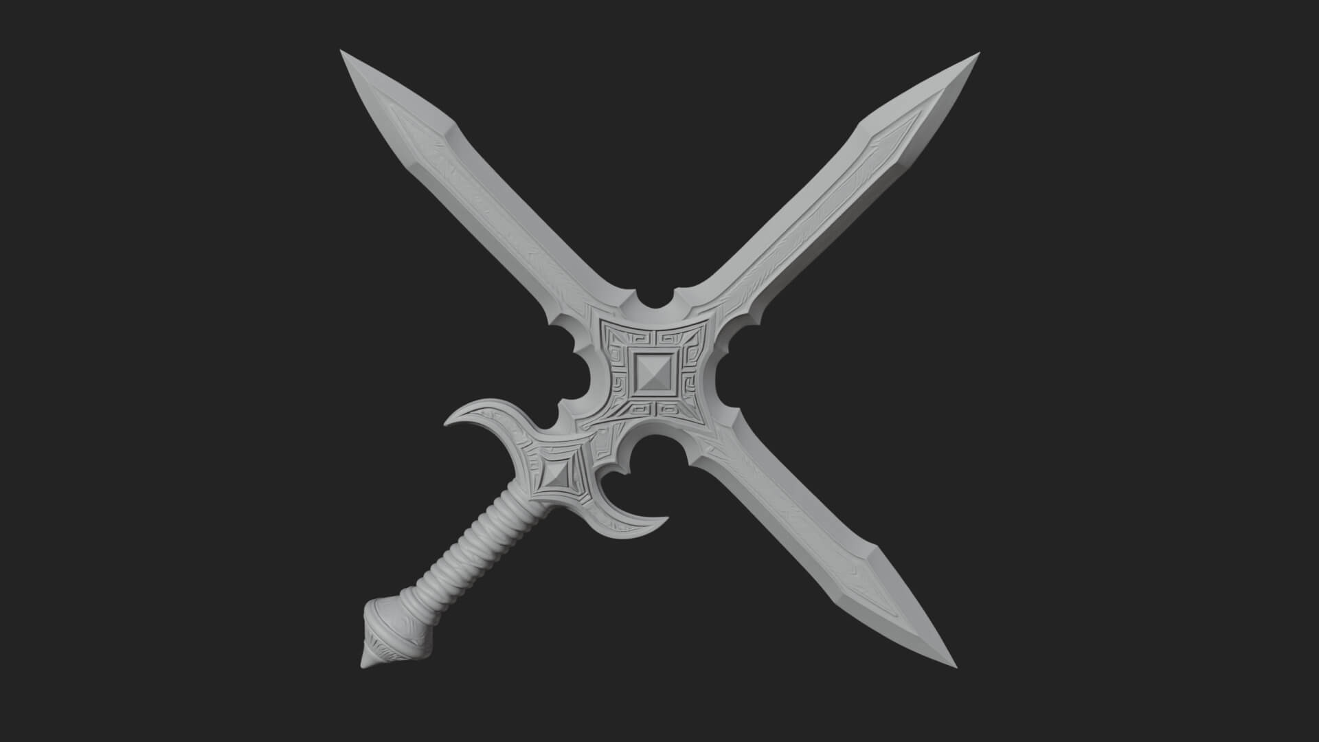 Winged Hilt Longsword Model Design 4 3D Print Model 3D Model