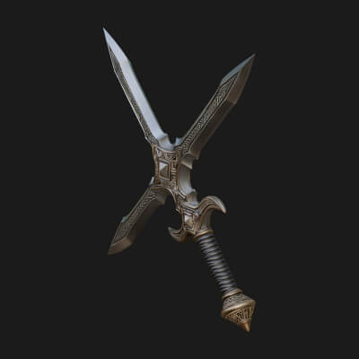 Winged Hilt Longsword Model Design 4 3D Print Model