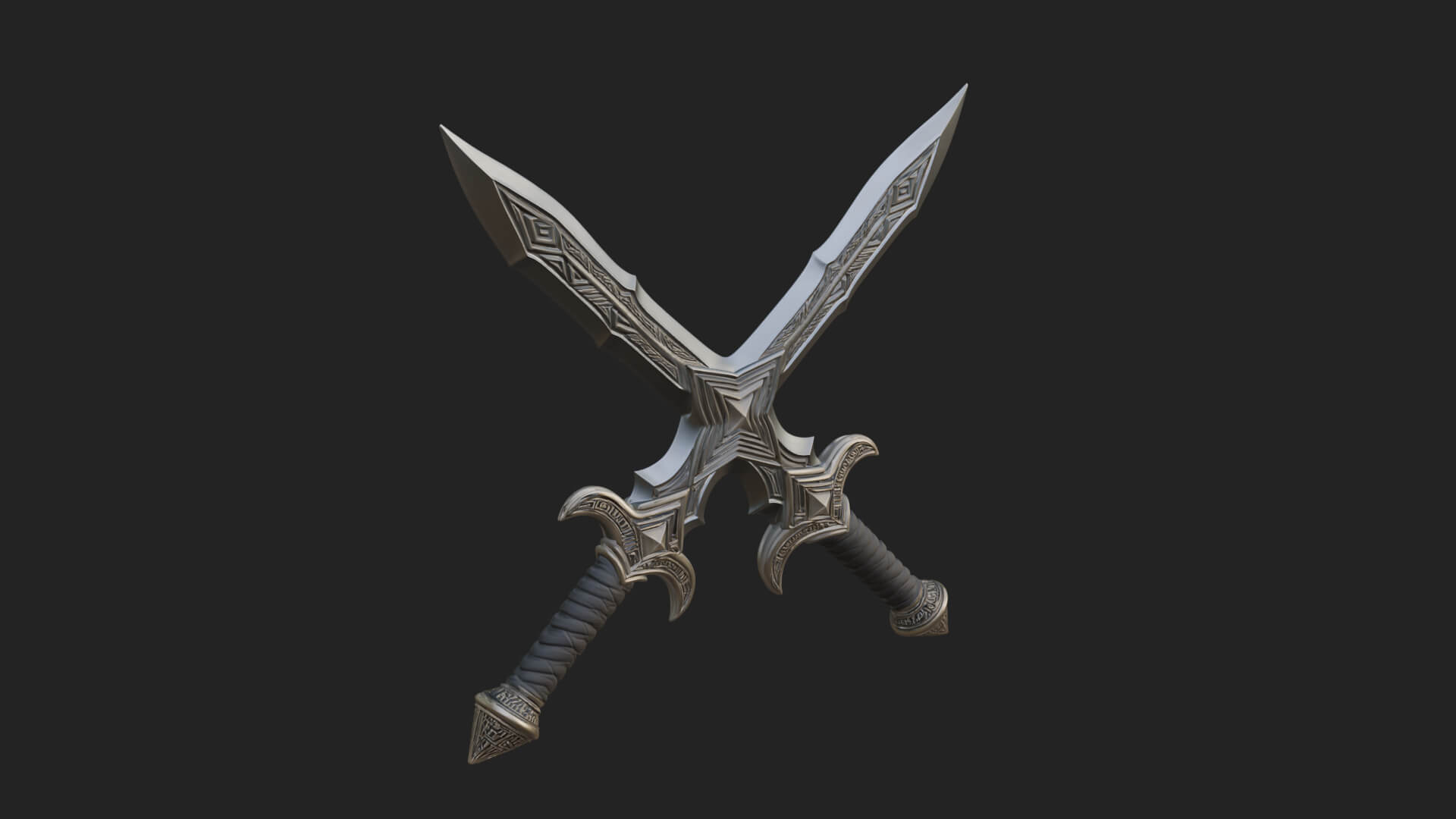Winged Hilt Longsword Model Design 5 3D Print Model 3D Model