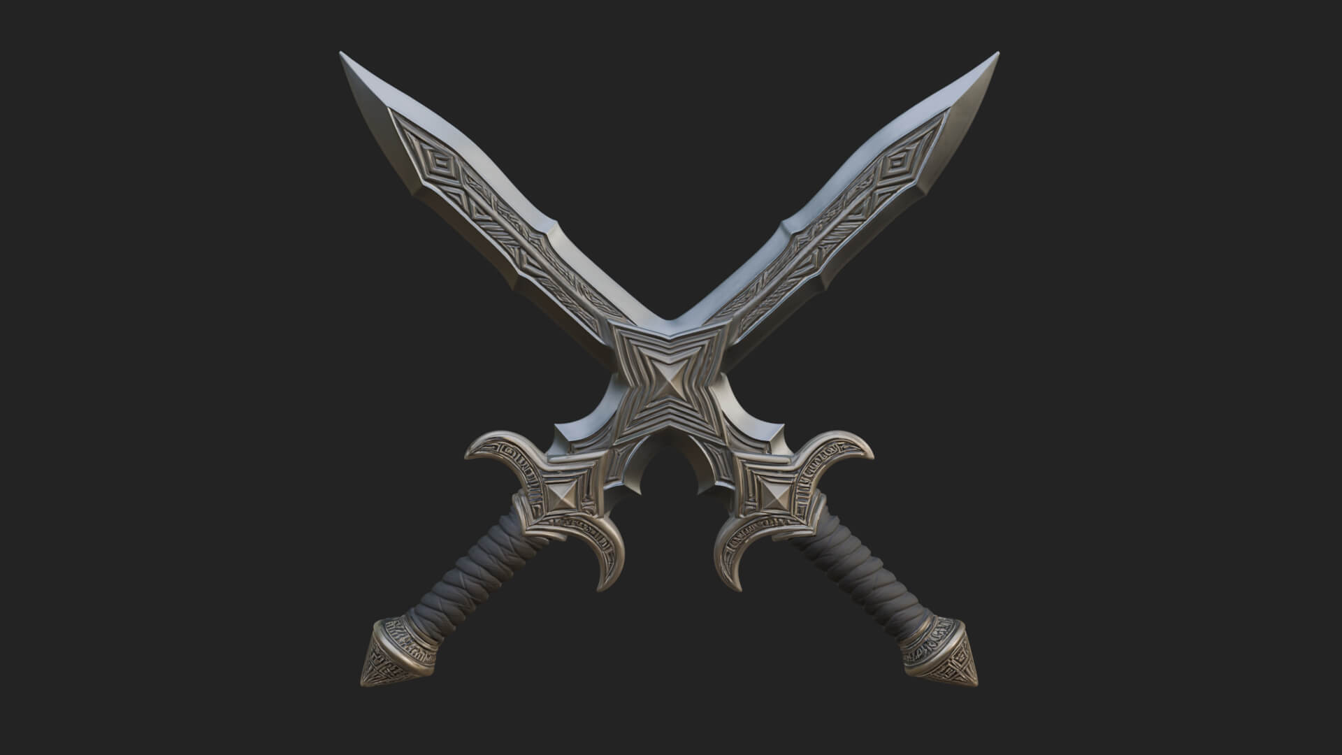 Winged Hilt Longsword Model Design 5 3D Print Model 3D Model