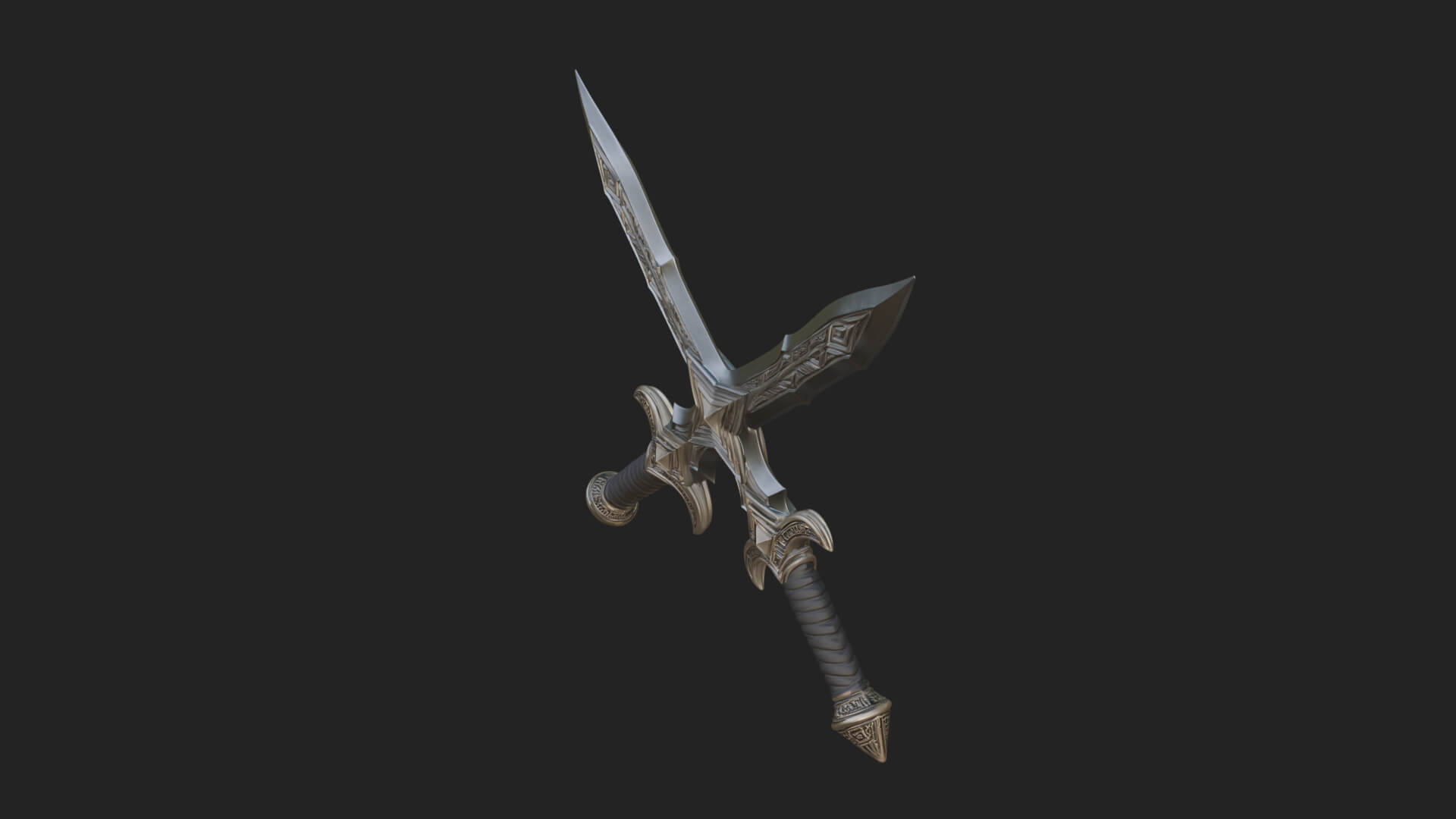 Winged Hilt Longsword Model Design 5 3D Print Model 3D Model