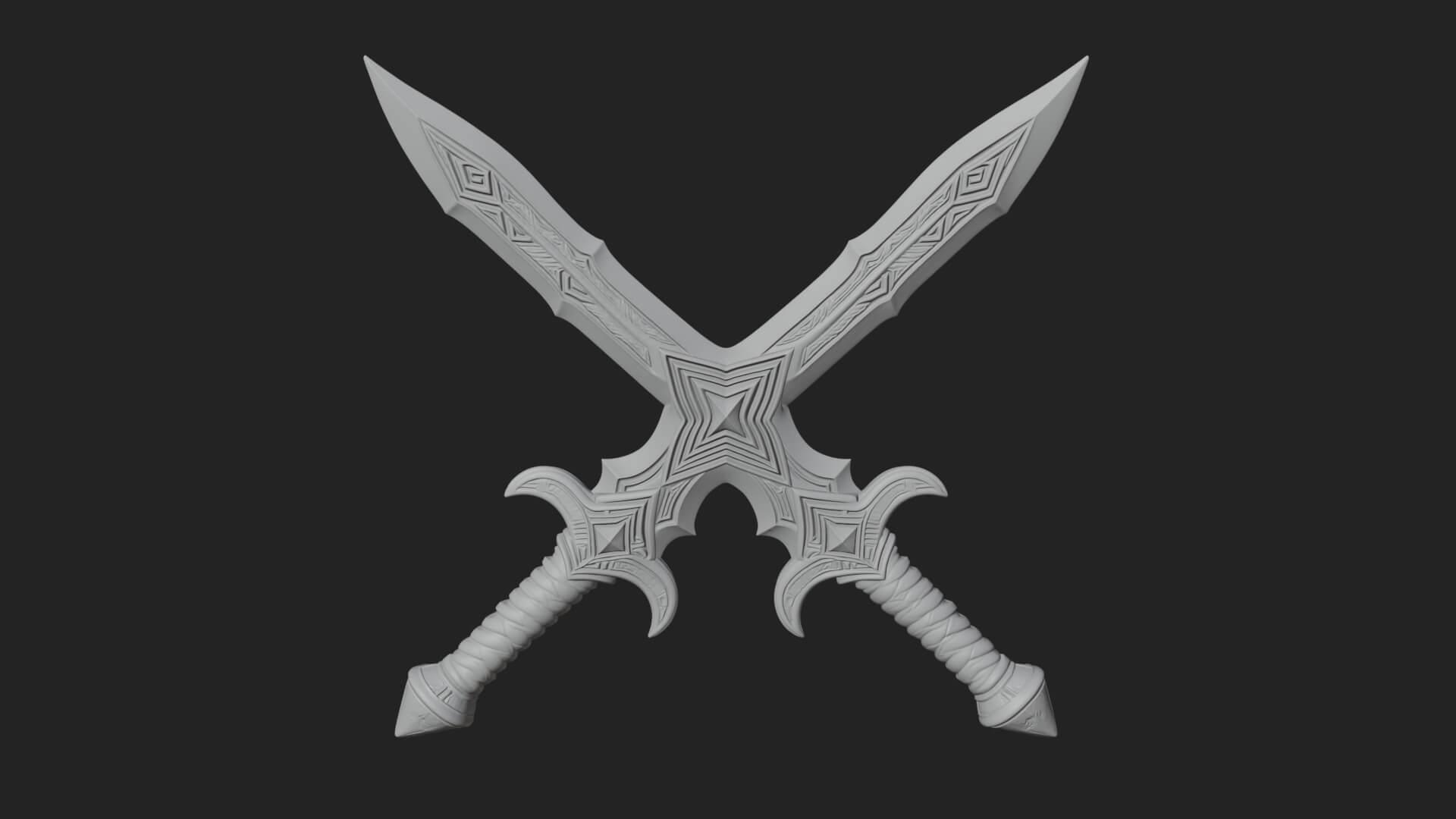 Winged Hilt Longsword Model Design 5 3D Print Model 3D Model