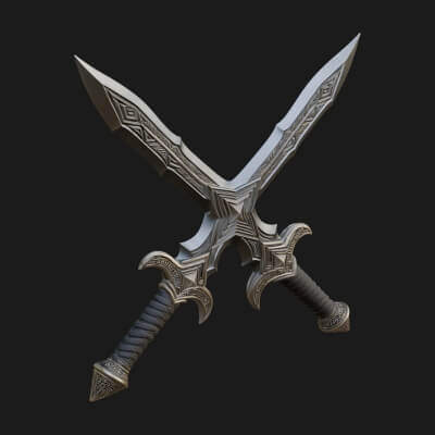 Winged Hilt Longsword Model Design 5 3D Print Model