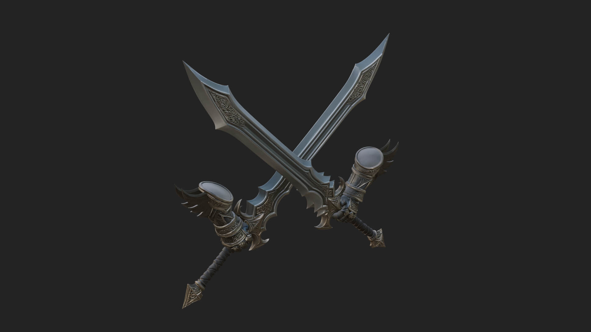 Winged Hilt Longsword Model Design 6 3D Print Model 3D Model