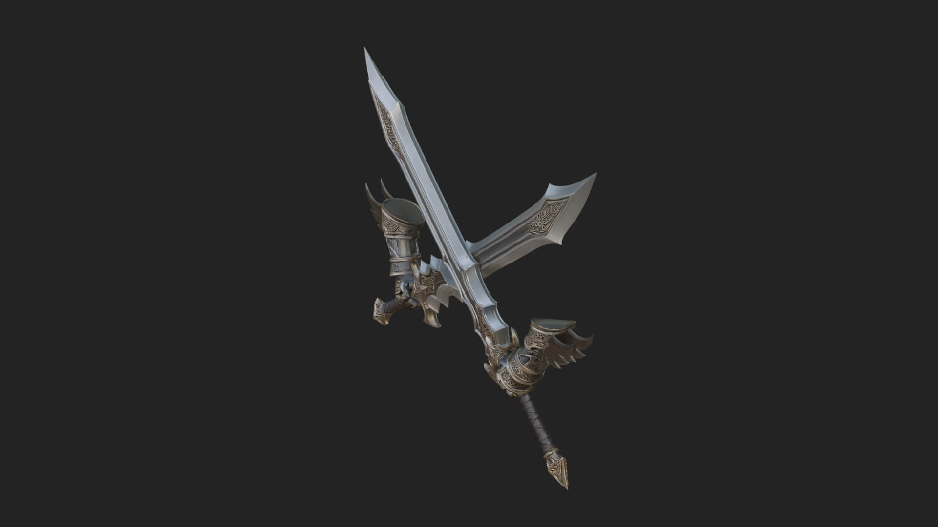Winged Hilt Longsword Model Design 6 3D Print Model 3D Model