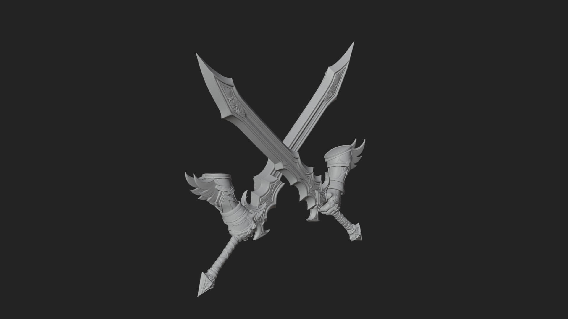 Winged Hilt Longsword Model Design 6 3D Print Model 3D Model