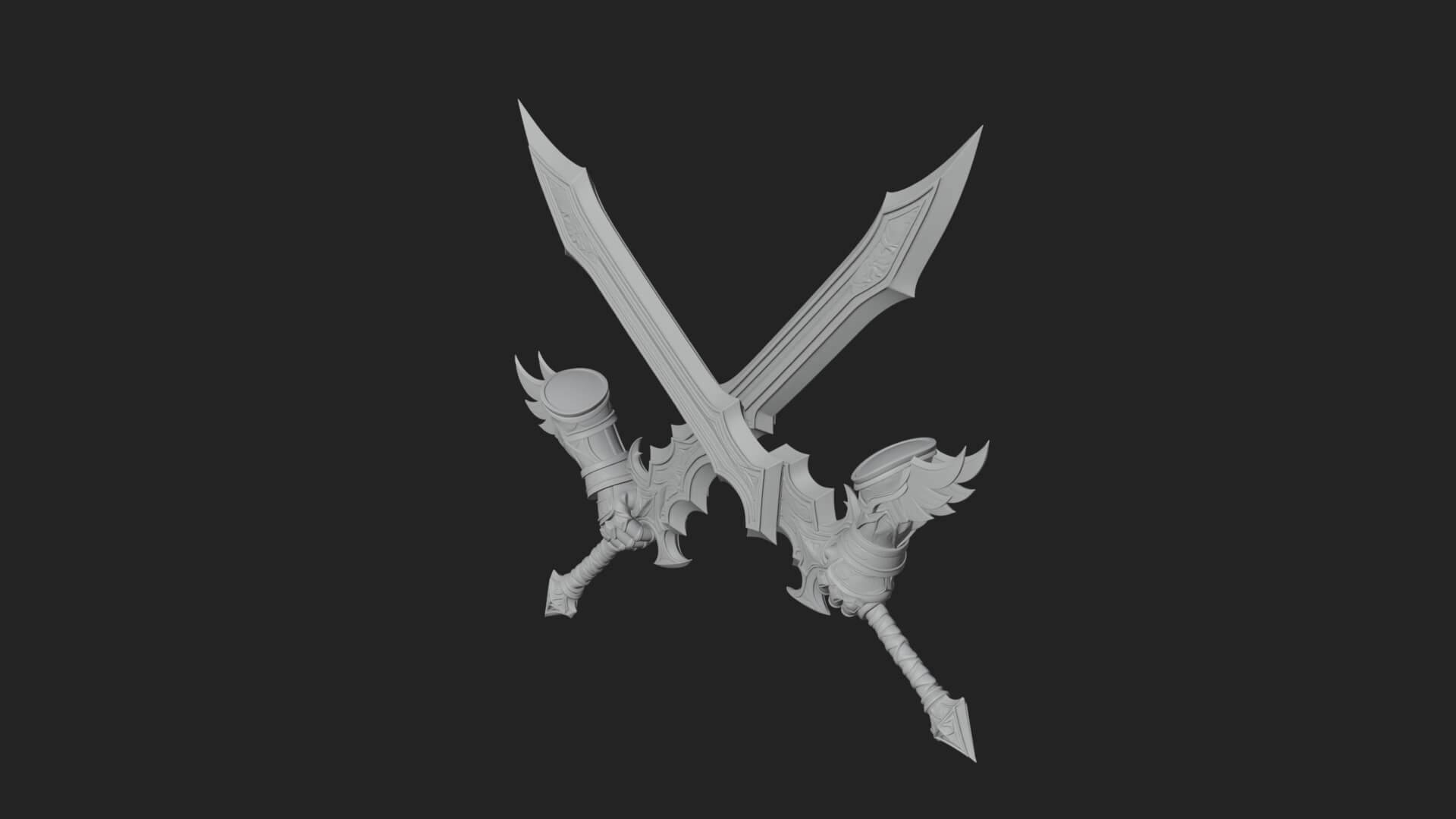 Winged Hilt Longsword Model Design 6 3D Print Model 3D Model
